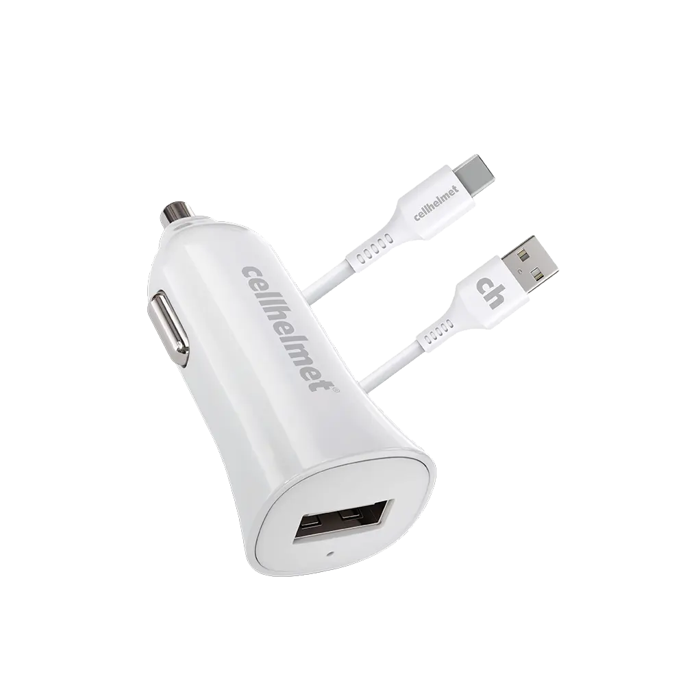 2.4A Car Charger + 3' Round Type-C to Type-A Cable