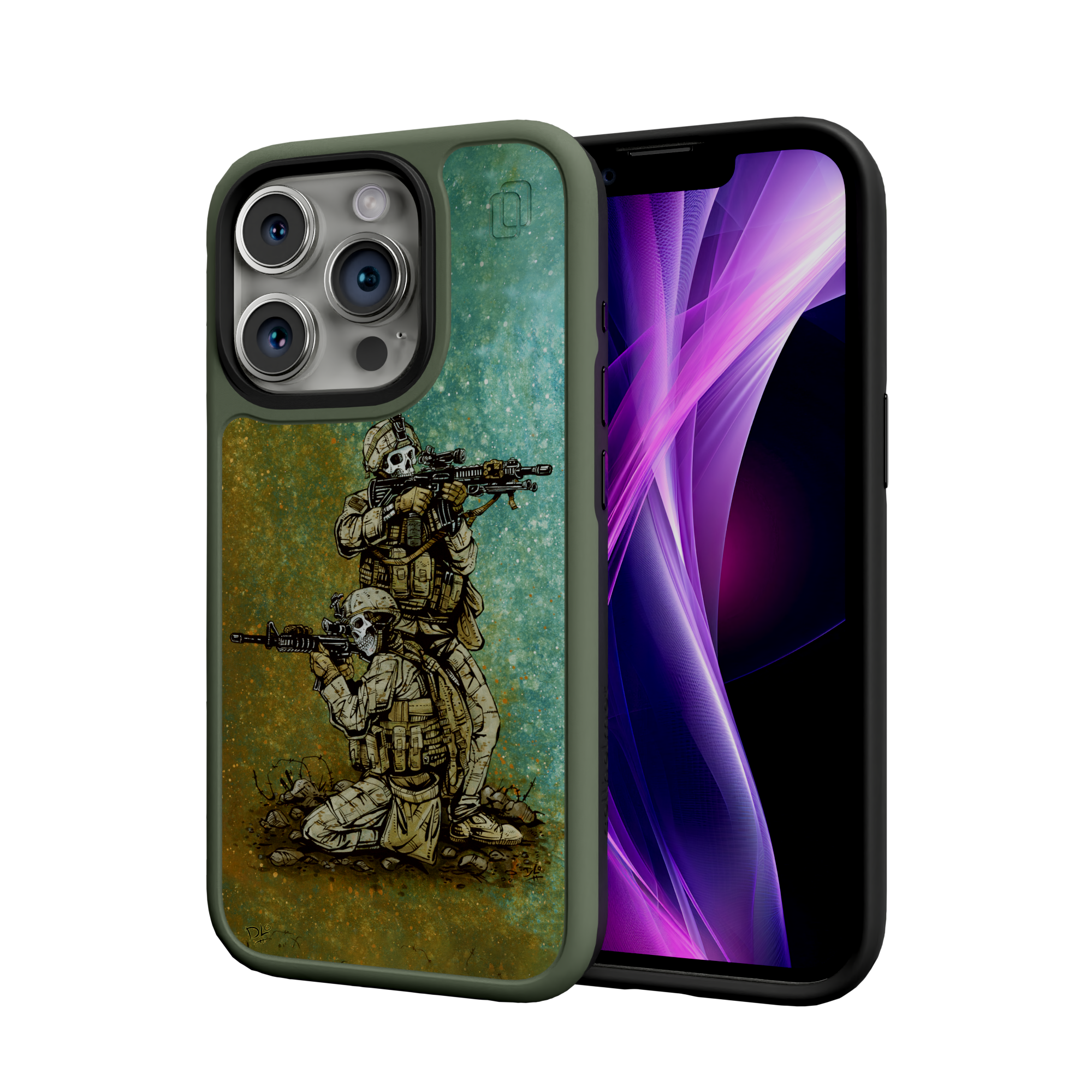 Got Your Six by David Lozeau | iPhone 15 Series | Shock-Absorbent MagSafe® Case iPhone 15 Pro / Olive Green