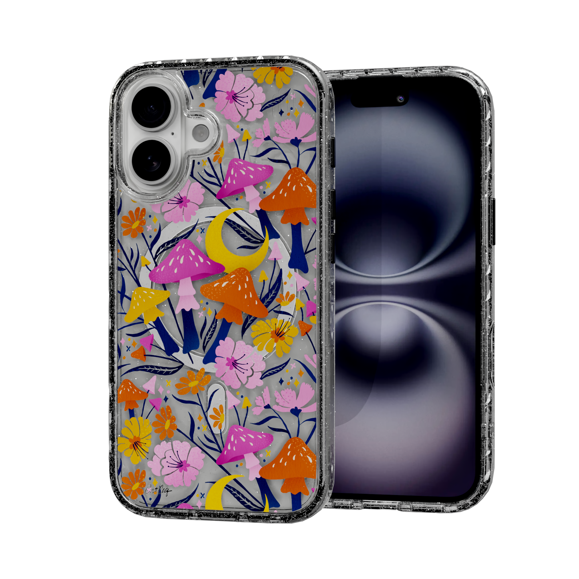 Blooms and Shrooms by CatCoq | iPhone 16 Series | MagSafe® Case iPhone 16 / Crystal Clear
