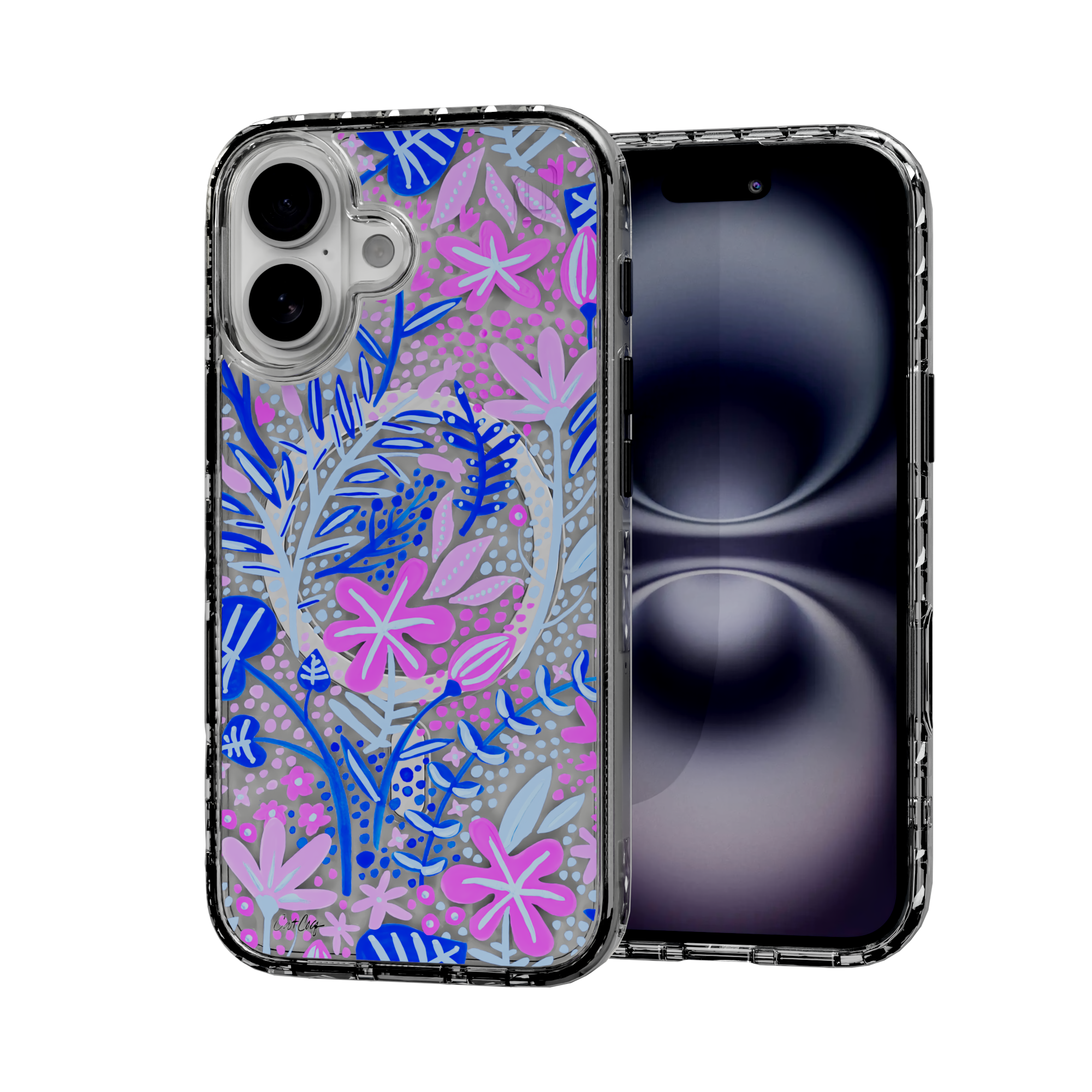 Garden Indigo by CatCoq | iPhone 16 Series |  MagSafe® Case iPhone 16 / Crystal Clear