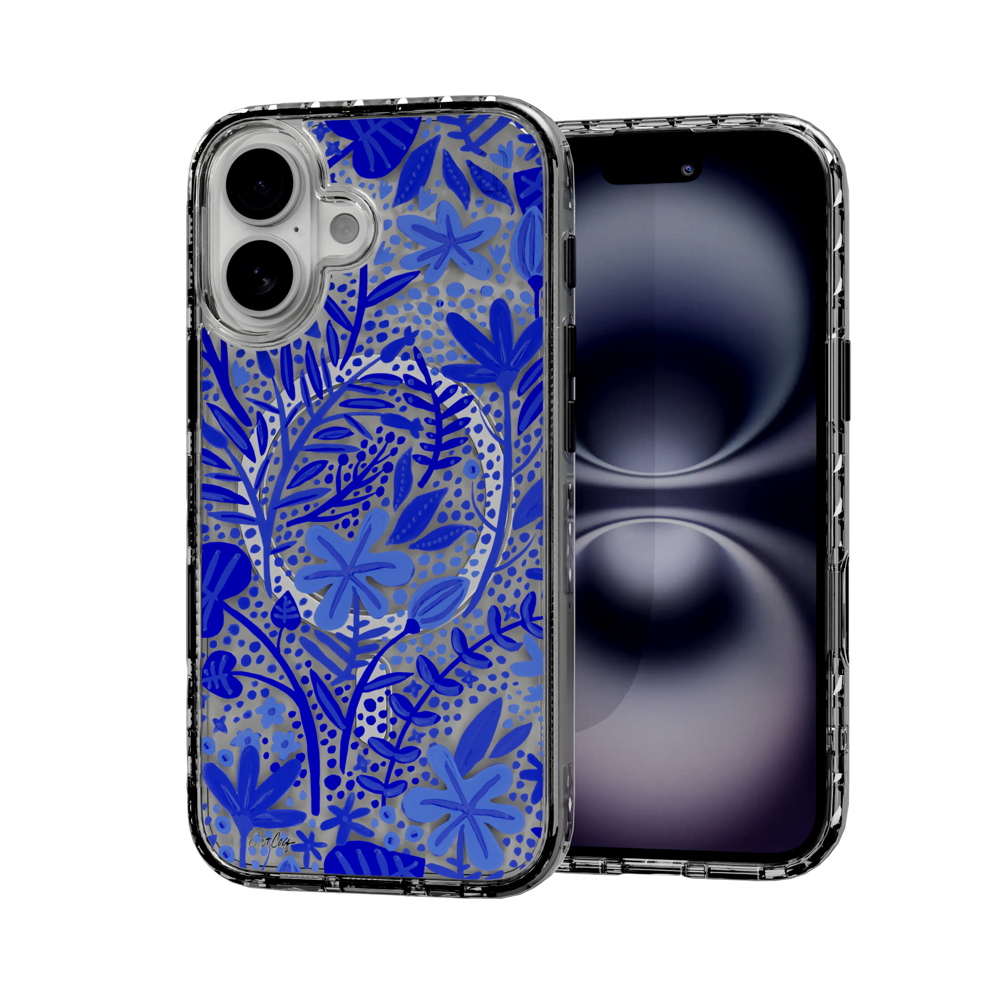 Garden Navy by CatCoq | iPhone 16 Series | MagSafe® Case iPhone 16 / Crystal Clear