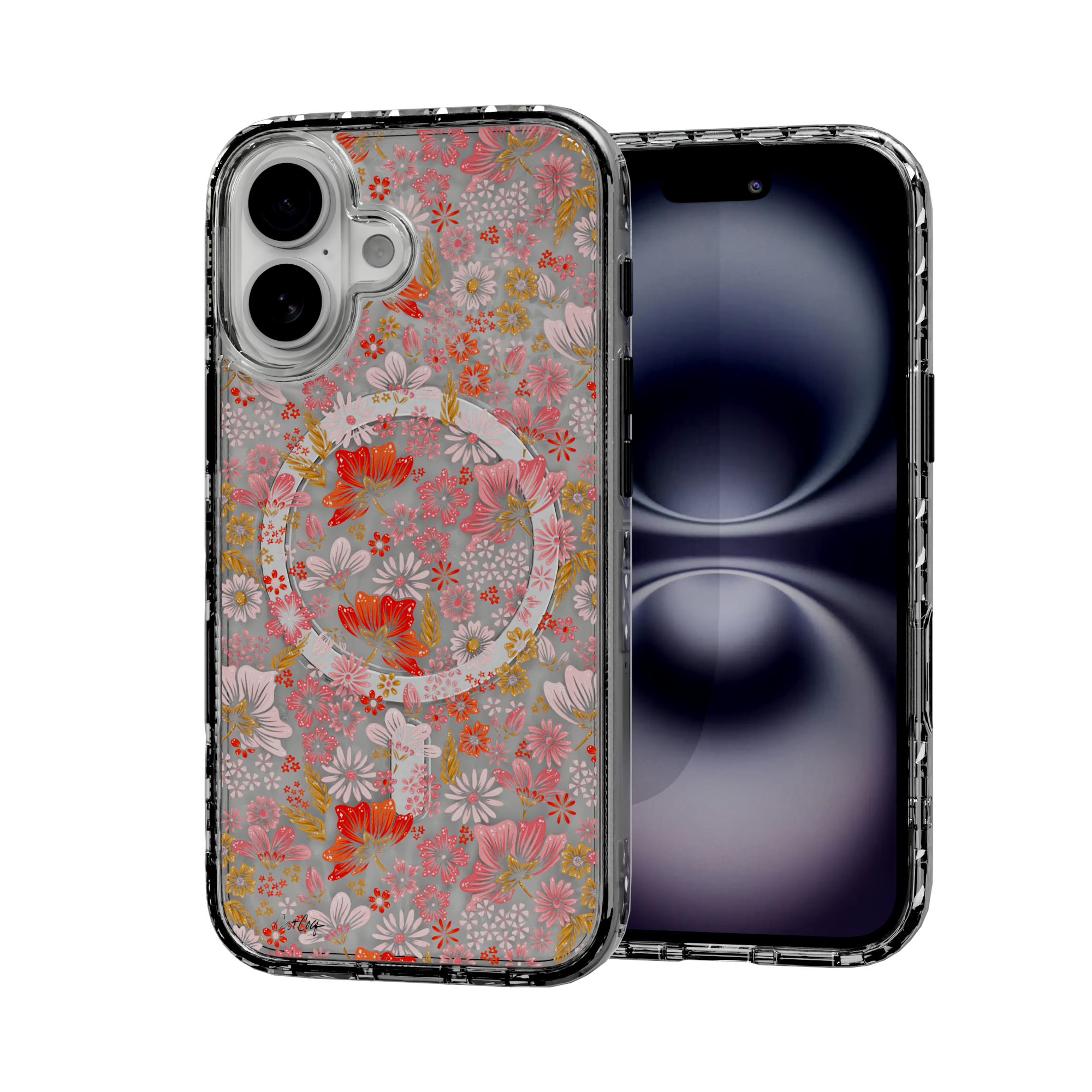 Retro Flower by CatCoq | iPhone 16 Series |  MagSafe® Case iPhone 16 / Crystal Clear