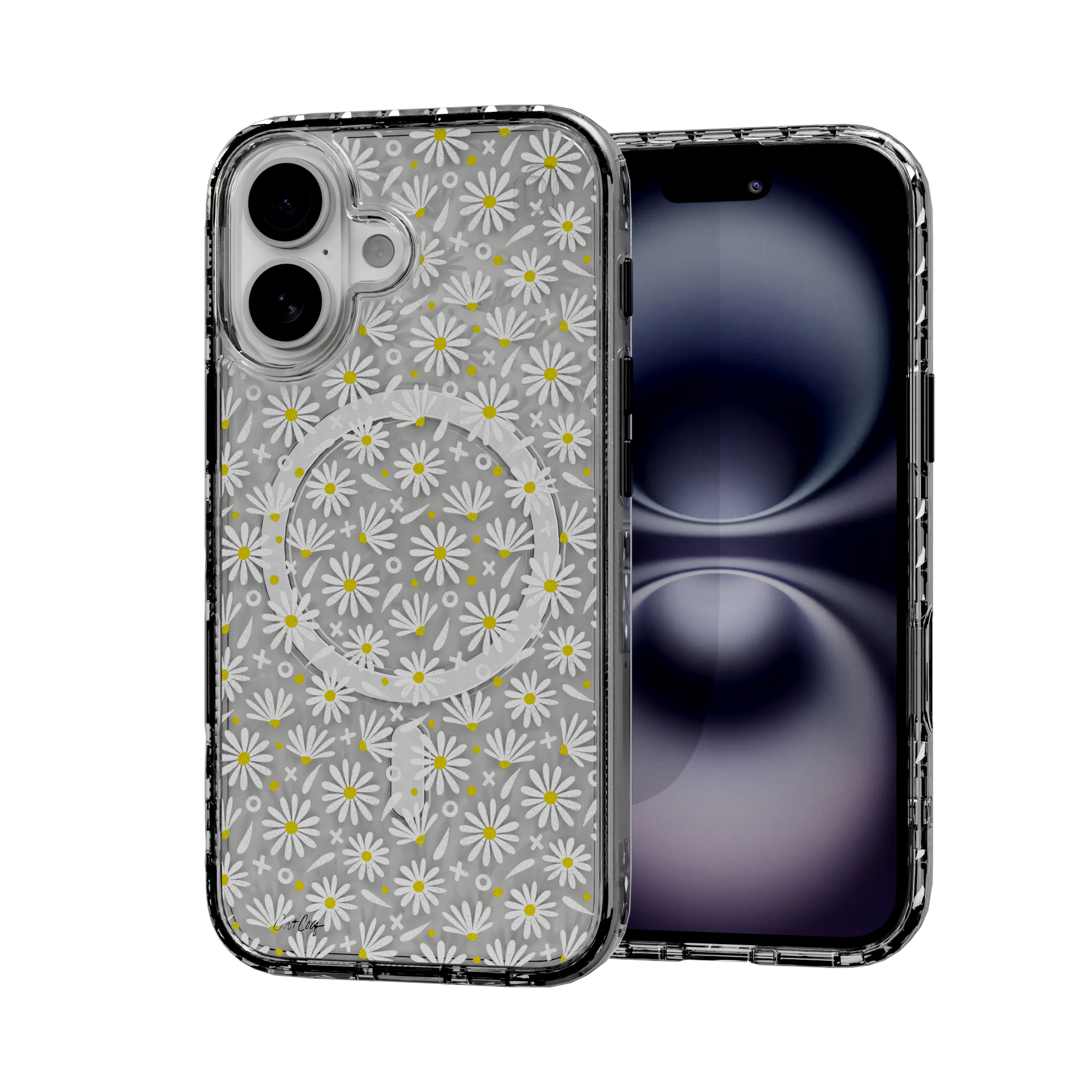 White Daisies by CatCoq | iPhone 16 Series |  MagSafe® Case iPhone 16 / Crystal Clear