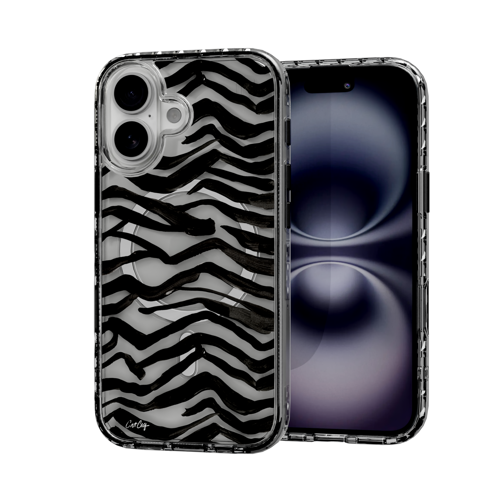 Zebra Black by CatCoq | iPhone 16 Series | MagSafe® Case iPhone 16 / Crystal Clear