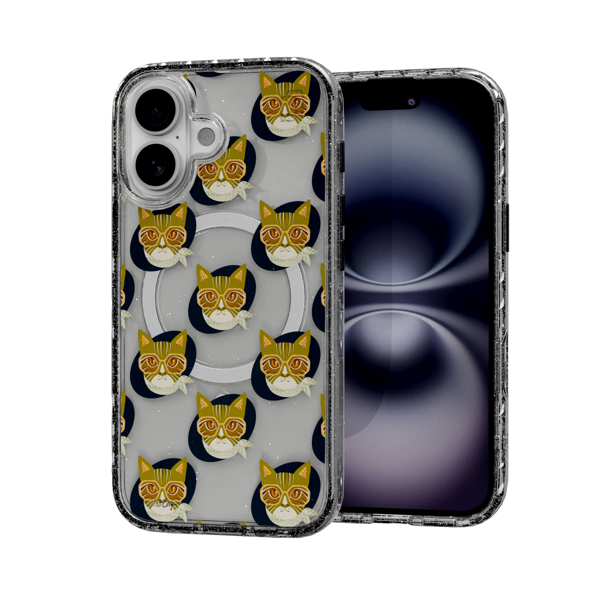 Cattitude by CatCoq | iPhone 16 Series |  MagSafe® Case iPhone 16 / Crystal Clear Sparkle