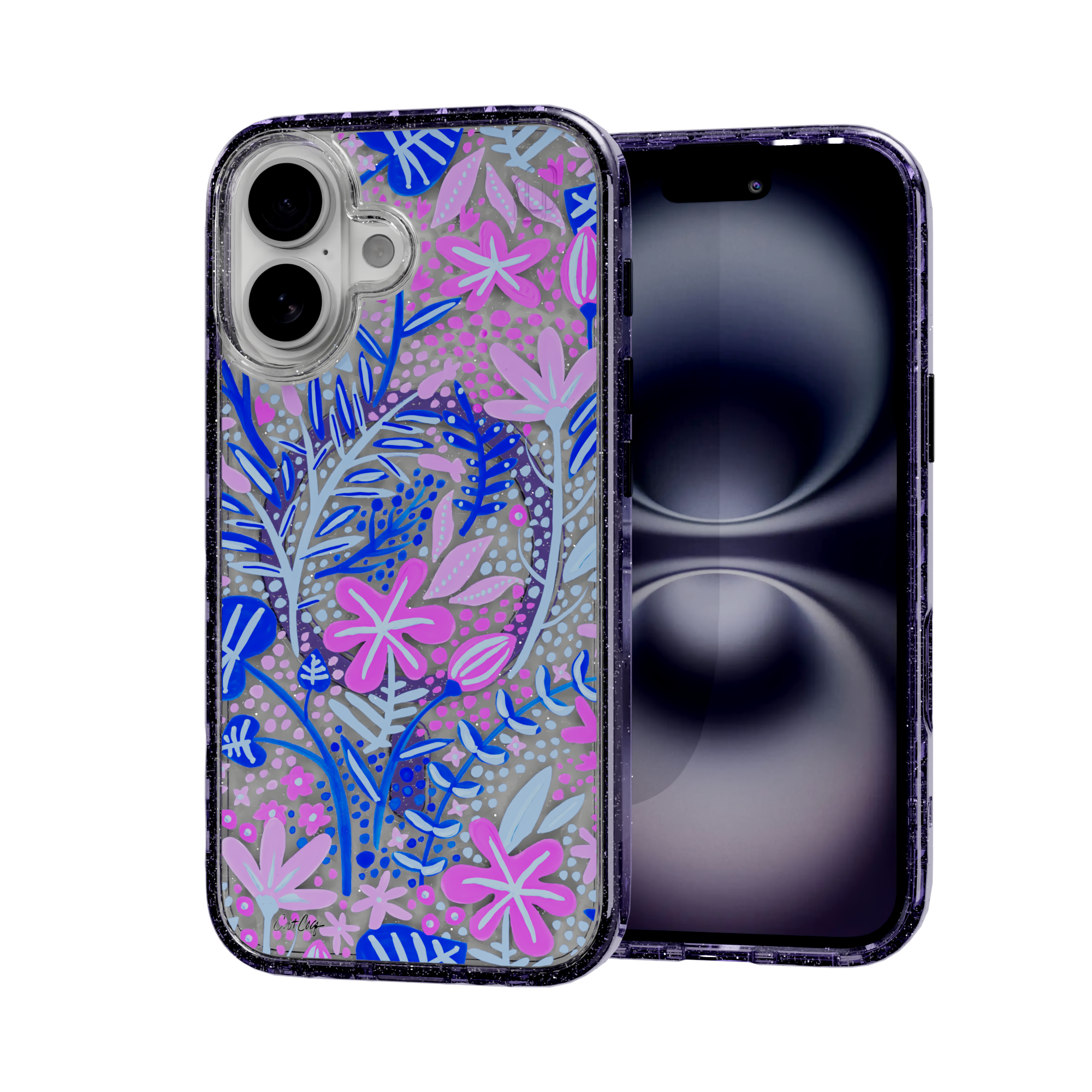 Garden Indigo by CatCoq | iPhone 16 Series |  MagSafe® Case iPhone 16 / Lilac Purple Sparkle