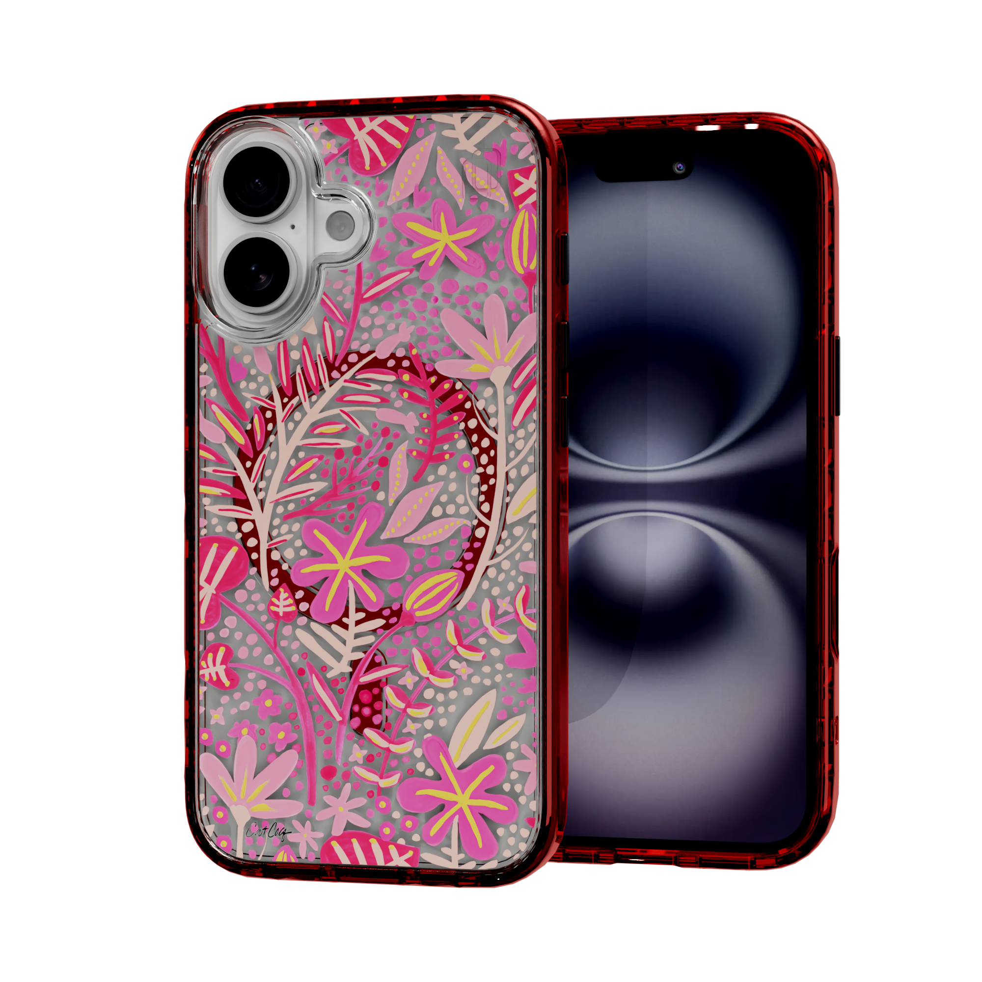 Garden Pink by CatCoq | iPhone 16 Series | MagSafe® Case iPhone 16 / Lava Red