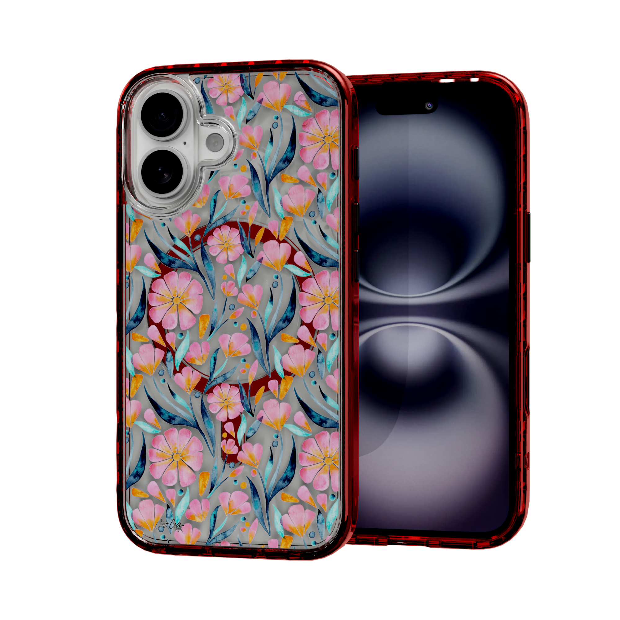 Sweet Florals by CatCoq | iPhone 16 Series | MagSafe® Case iPhone 16 / Lava Red