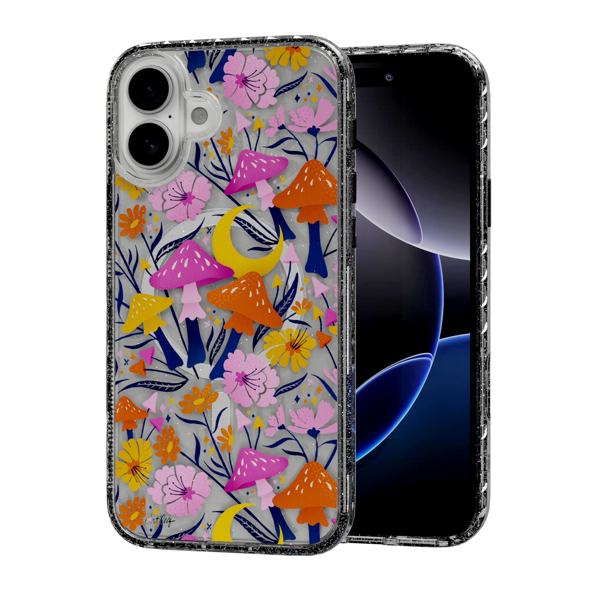 Blooms and Shrooms by CatCoq | iPhone 16 Series | MagSafe® Case iPhone 16 Plus / Crystal Clear