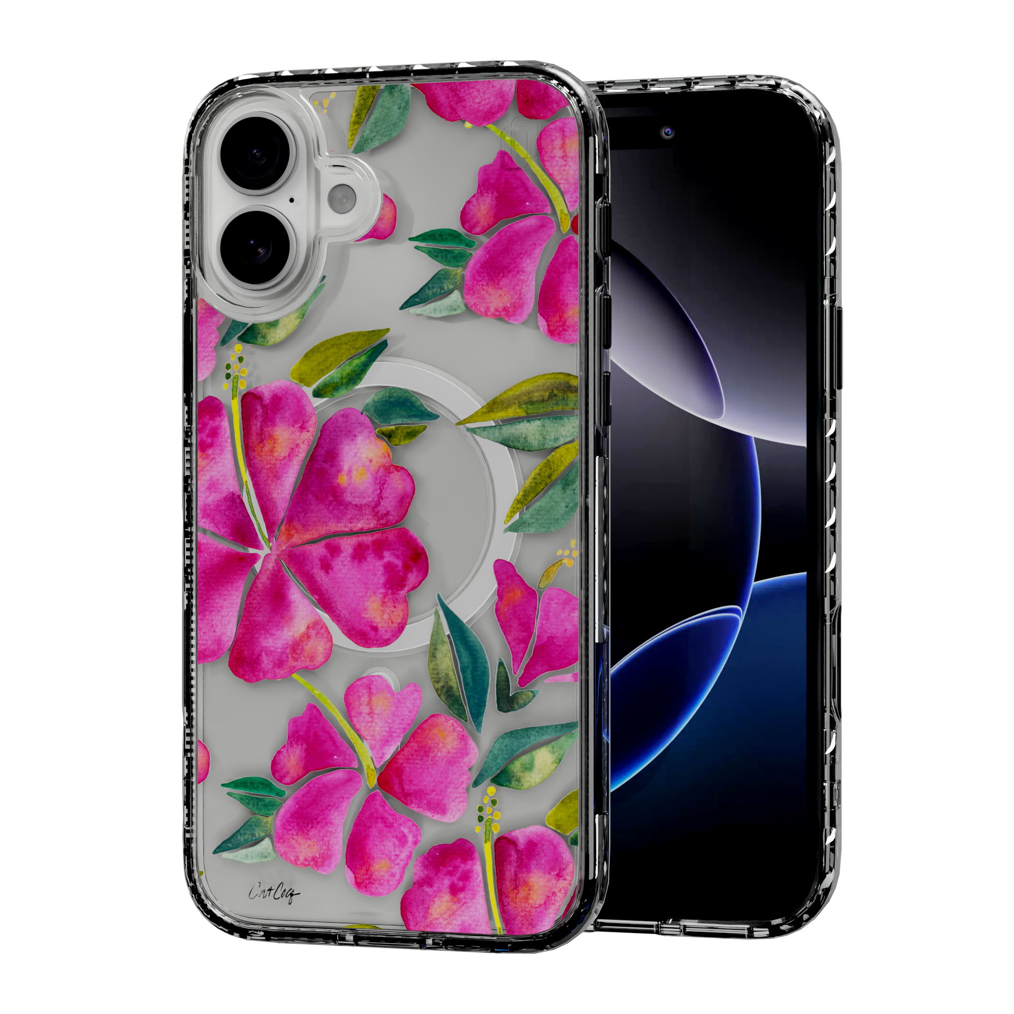 Hibiscus Bloom by CatCoq | iPhone 16 Series | MagSafe® Case iPhone 16 Plus / Crystal Clear