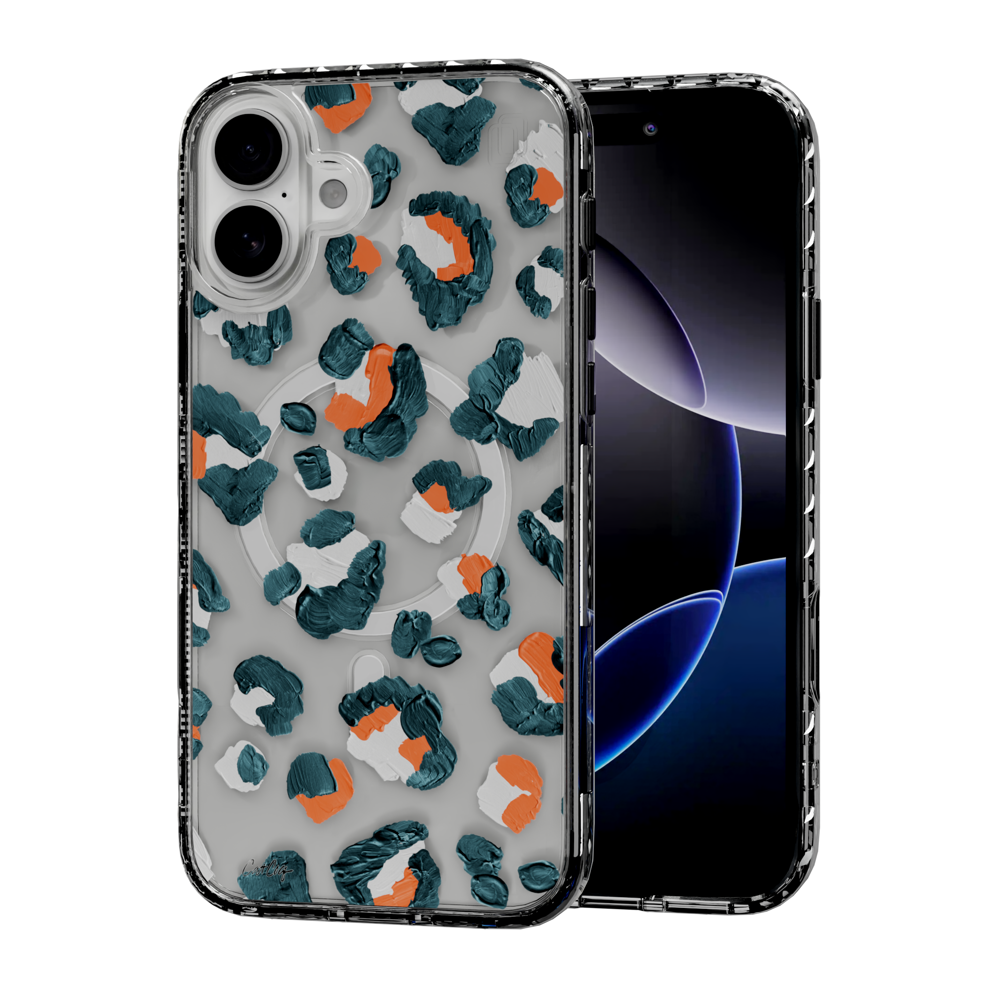 Leopard Turquoise by CatCoq | iPhone 16 Series | MagSafe® Case iPhone 16 Plus / Crystal Clear