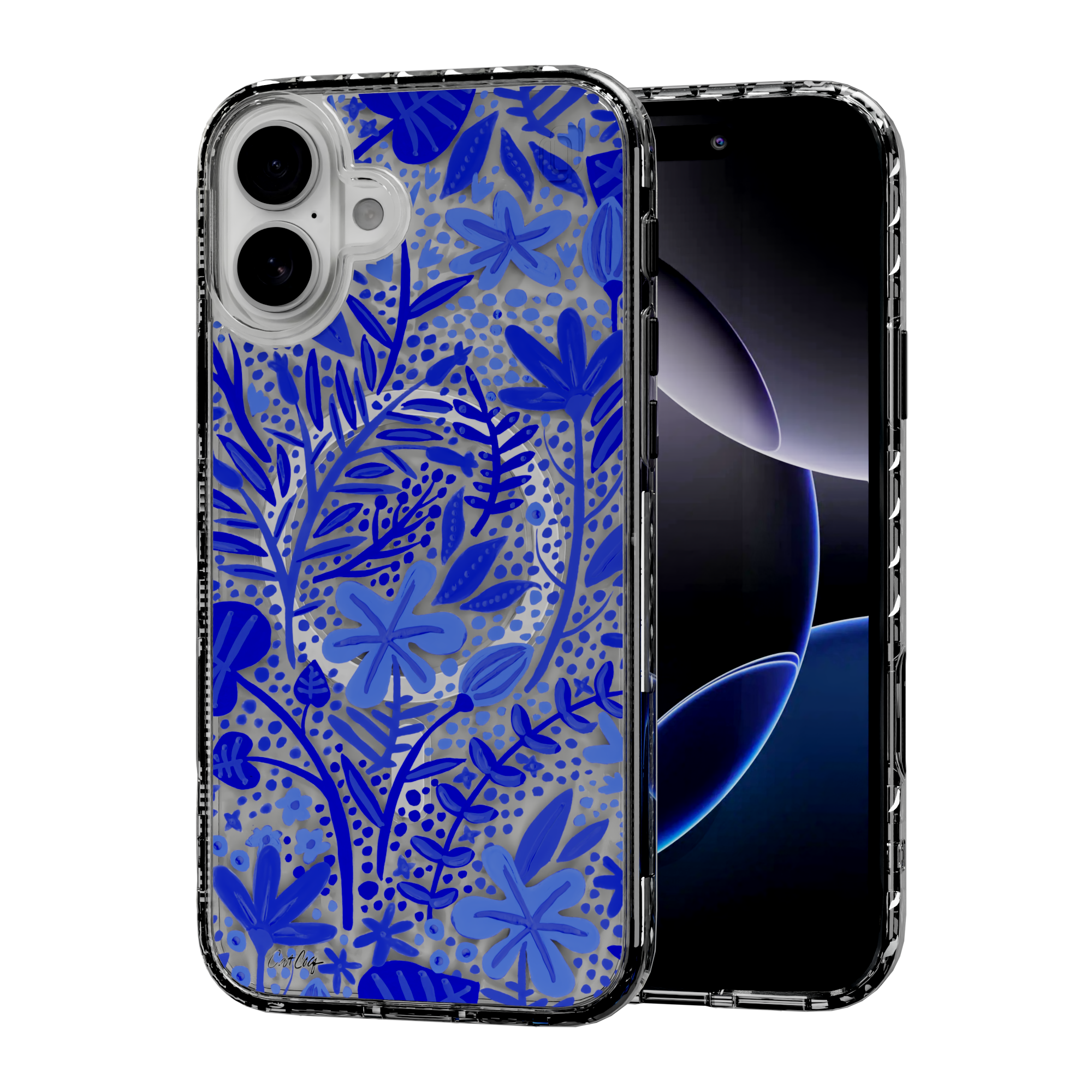 Garden Navy by CatCoq | iPhone 16 Series | MagSafe® Case iPhone 16 Plus / Crystal Clear