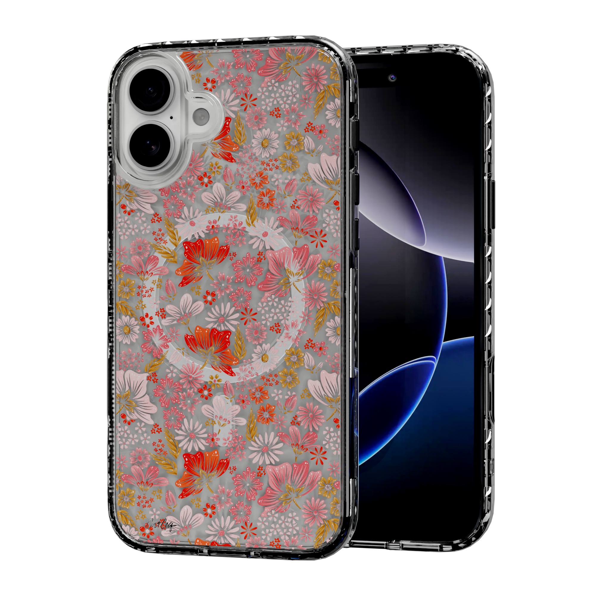 Retro Flower by CatCoq | iPhone 16 Series |  MagSafe® Case iPhone 16 Plus / Crystal Clear