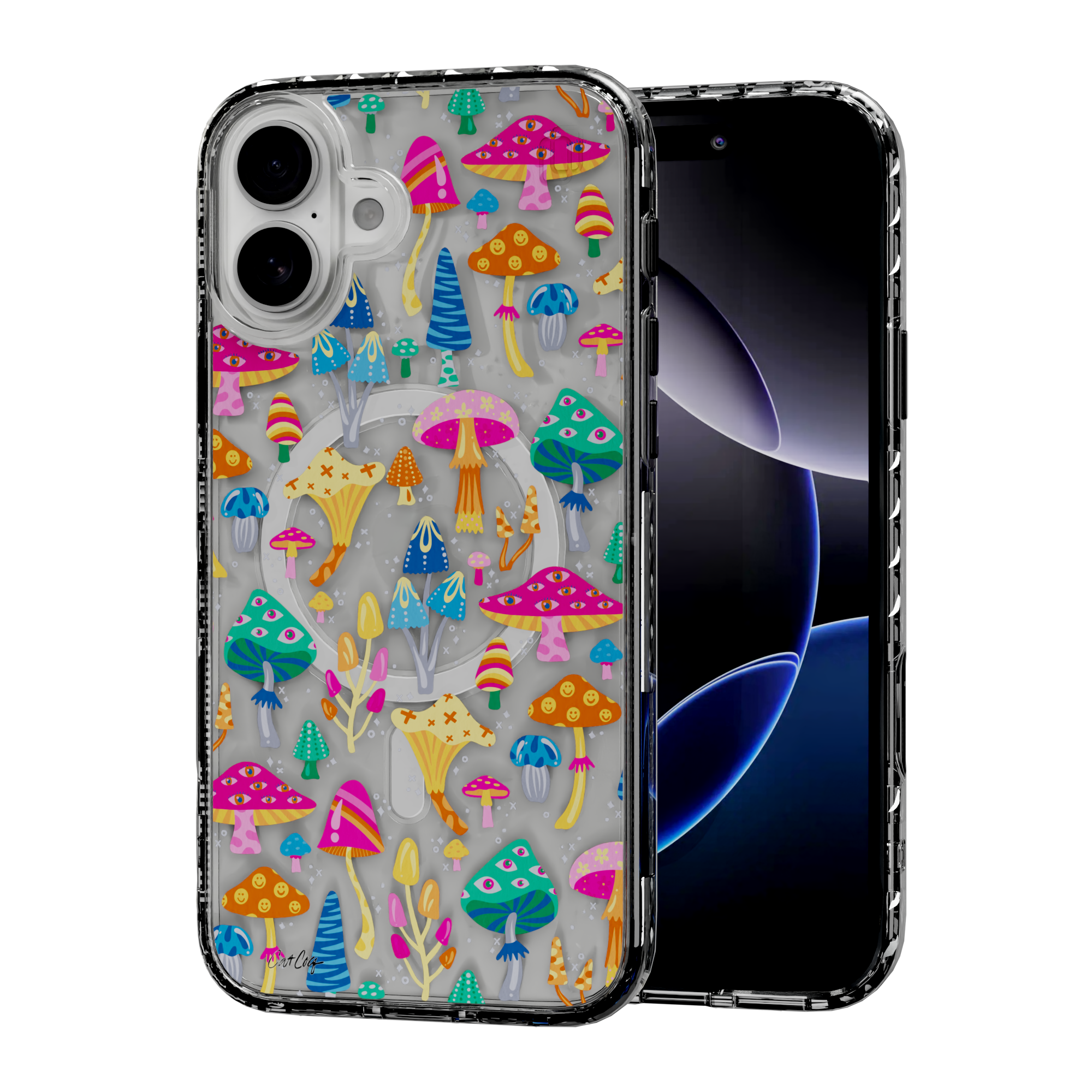 Mystic Mushrooms by CatCoq | iPhone 16 Series |  MagSafe® Case iPhone 16 Plus / Crystal Clear