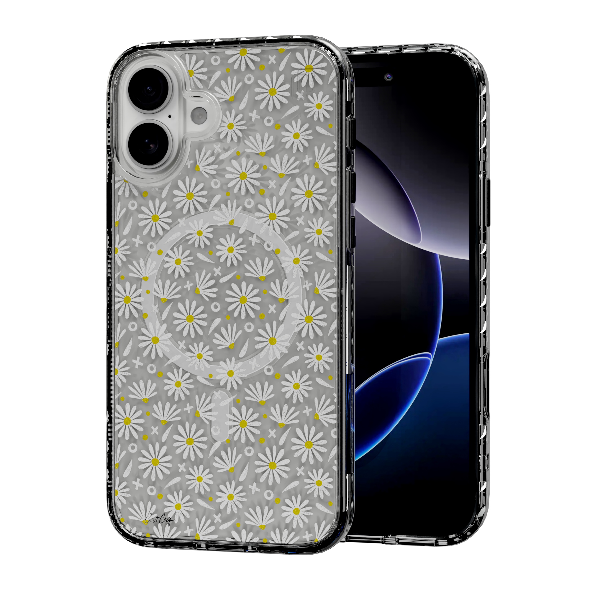 White Daisies by CatCoq | iPhone 16 Series |  MagSafe® Case iPhone 16 Plus / Crystal Clear