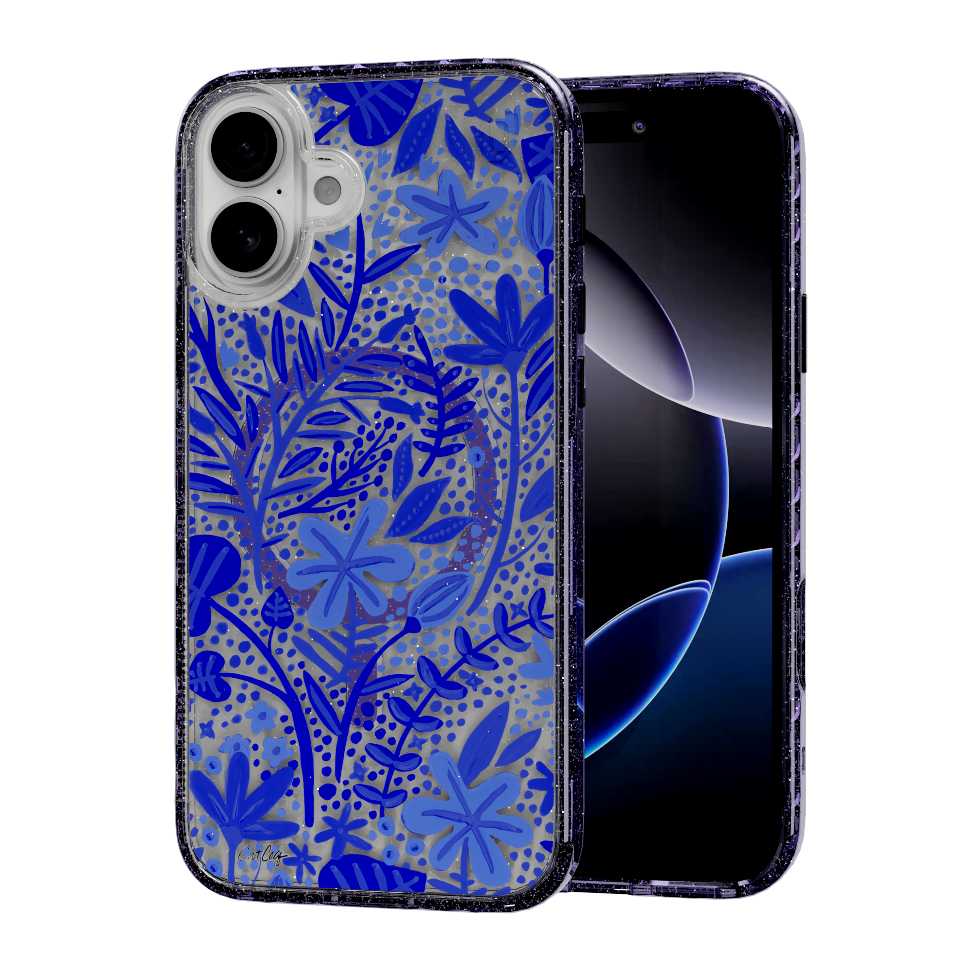 Garden Navy by CatCoq | iPhone 16 Series | MagSafe® Case iPhone 16 Plus / Lilac Purple Sparkle