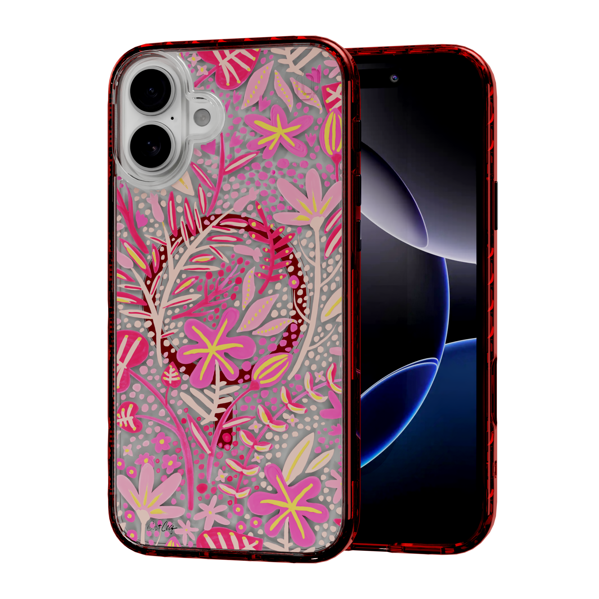 Garden Pink by CatCoq | iPhone 16 Series | MagSafe® Case iPhone 16 Plus / Lava Red