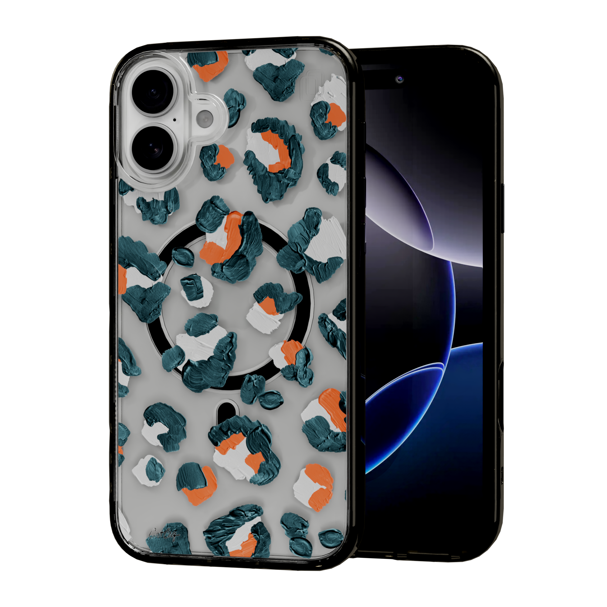 Leopard Turquoise by CatCoq | iPhone 16 Series | MagSafe® Case iPhone 16 Plus / Onyx Black