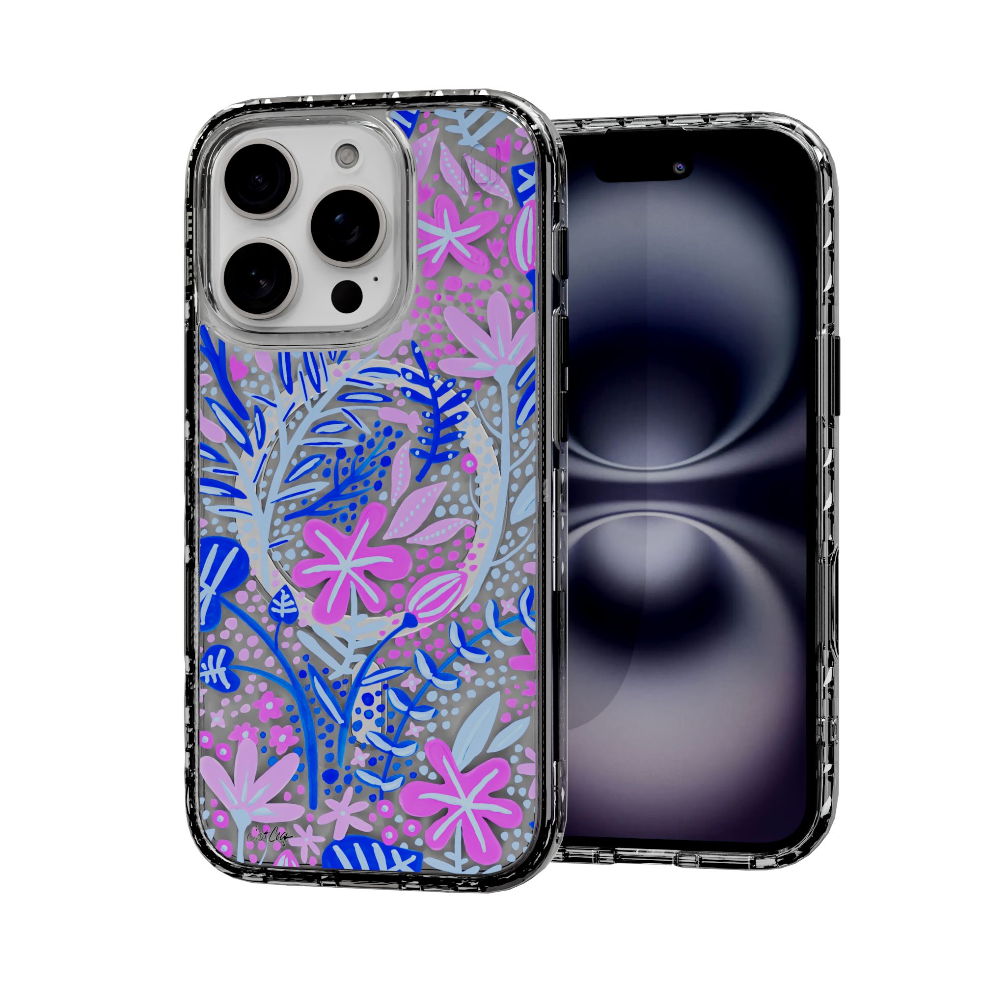 Garden Indigo by CatCoq | iPhone 16 Series |  MagSafe® Case iPhone 16 Pro / Crystal Clear