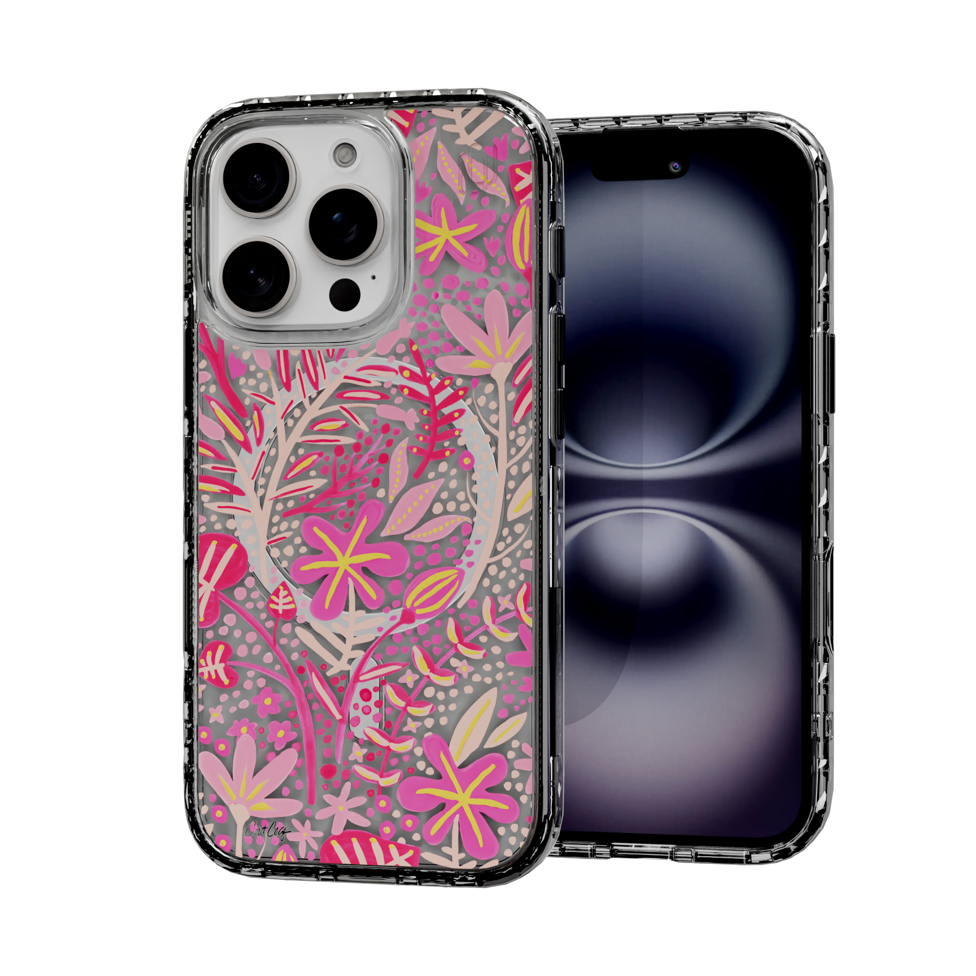 Garden Pink by CatCoq | iPhone 16 Series | MagSafe® Case iPhone 16 Pro / Crystal Clear