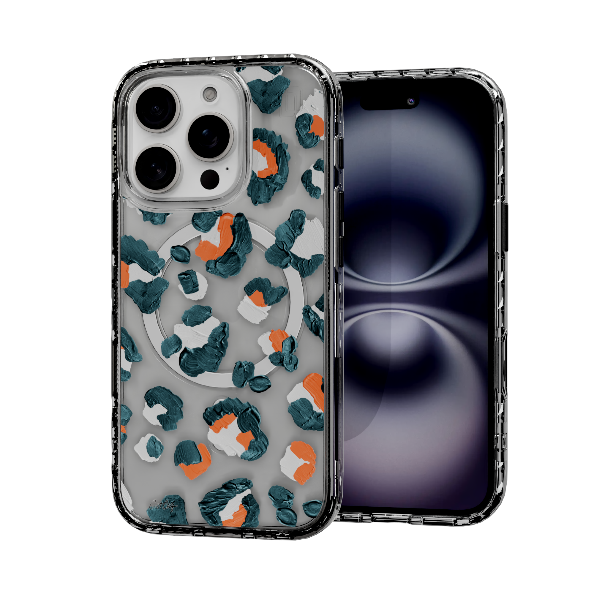 Leopard Turquoise by CatCoq | iPhone 16 Series | MagSafe® Case iPhone 16 Pro / Crystal Clear