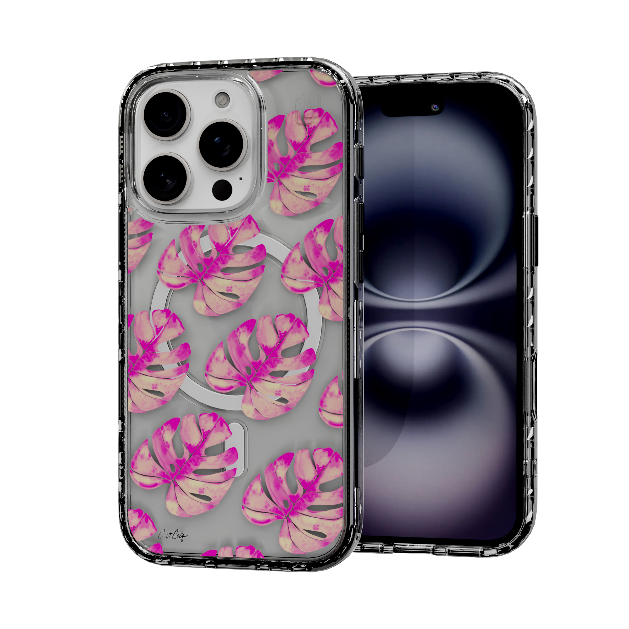 Pink Monstera by CatCoq | iPhone 16 Series | MagSafe® Case iPhone 16 Pro / Crystal Clear