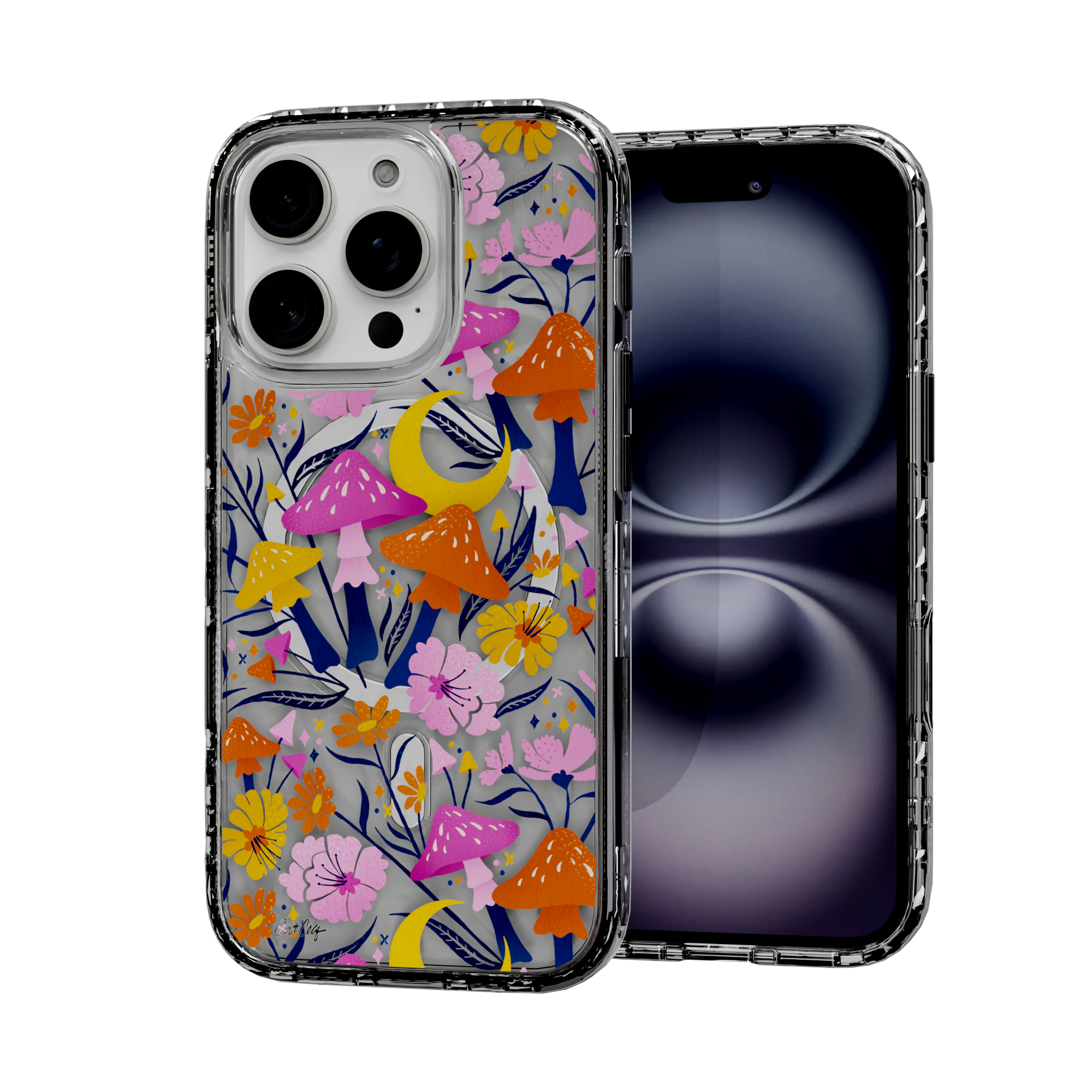 Blooms and Shrooms by CatCoq | iPhone 16 Series | MagSafe® Case iPhone 16 Pro / Crystal Clear Sparkle