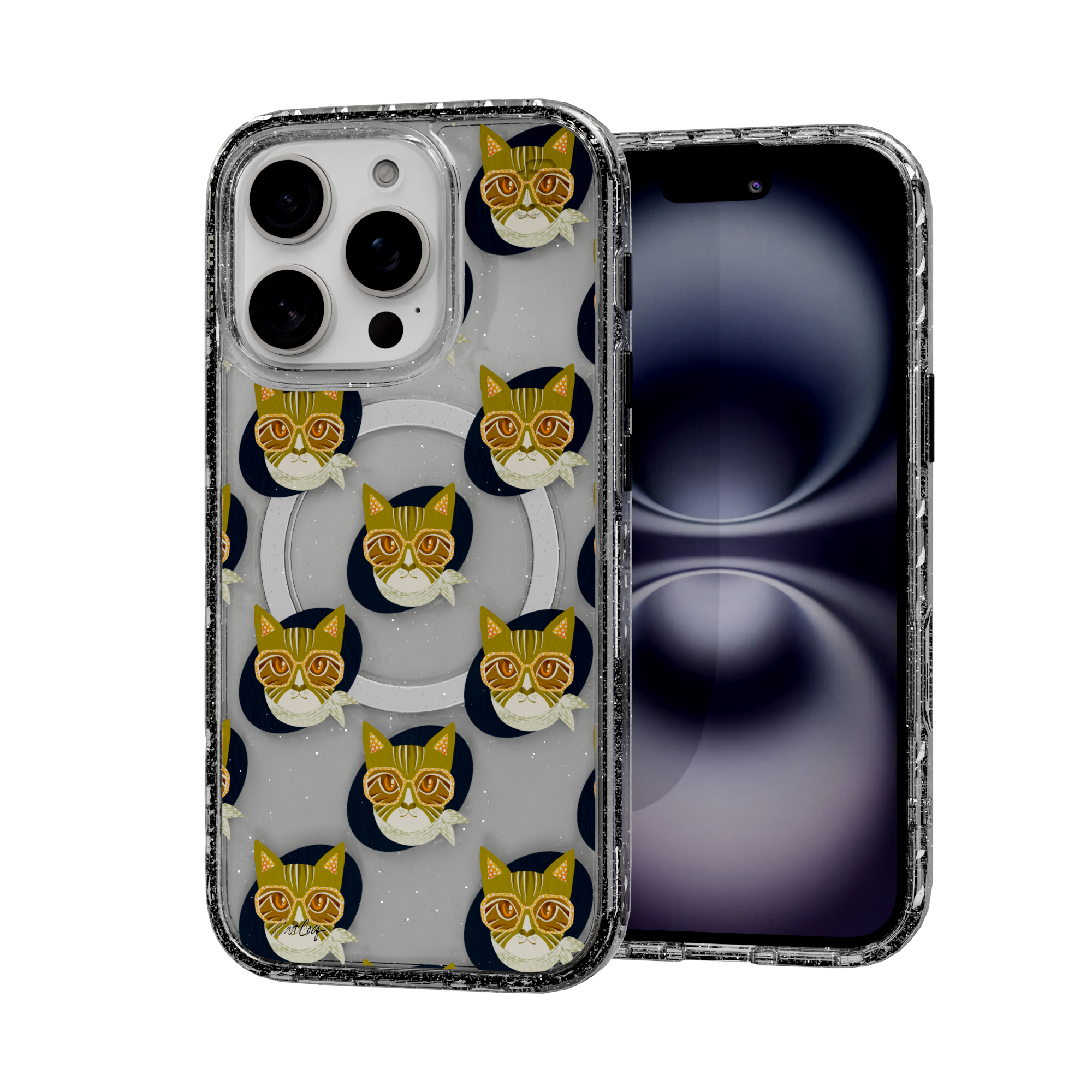 Cattitude by CatCoq | iPhone 16 Series |  MagSafe® Case iPhone 16 Pro / Crystal Clear Sparkle