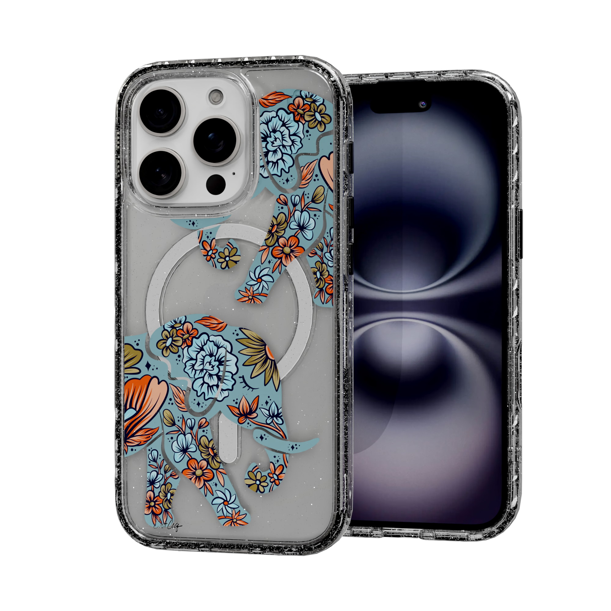 Porcelain Elephant by CatCoq | iPhone 16 Series | MagSafe® Case iPhone 16 Pro / Crystal Clear Sparkle