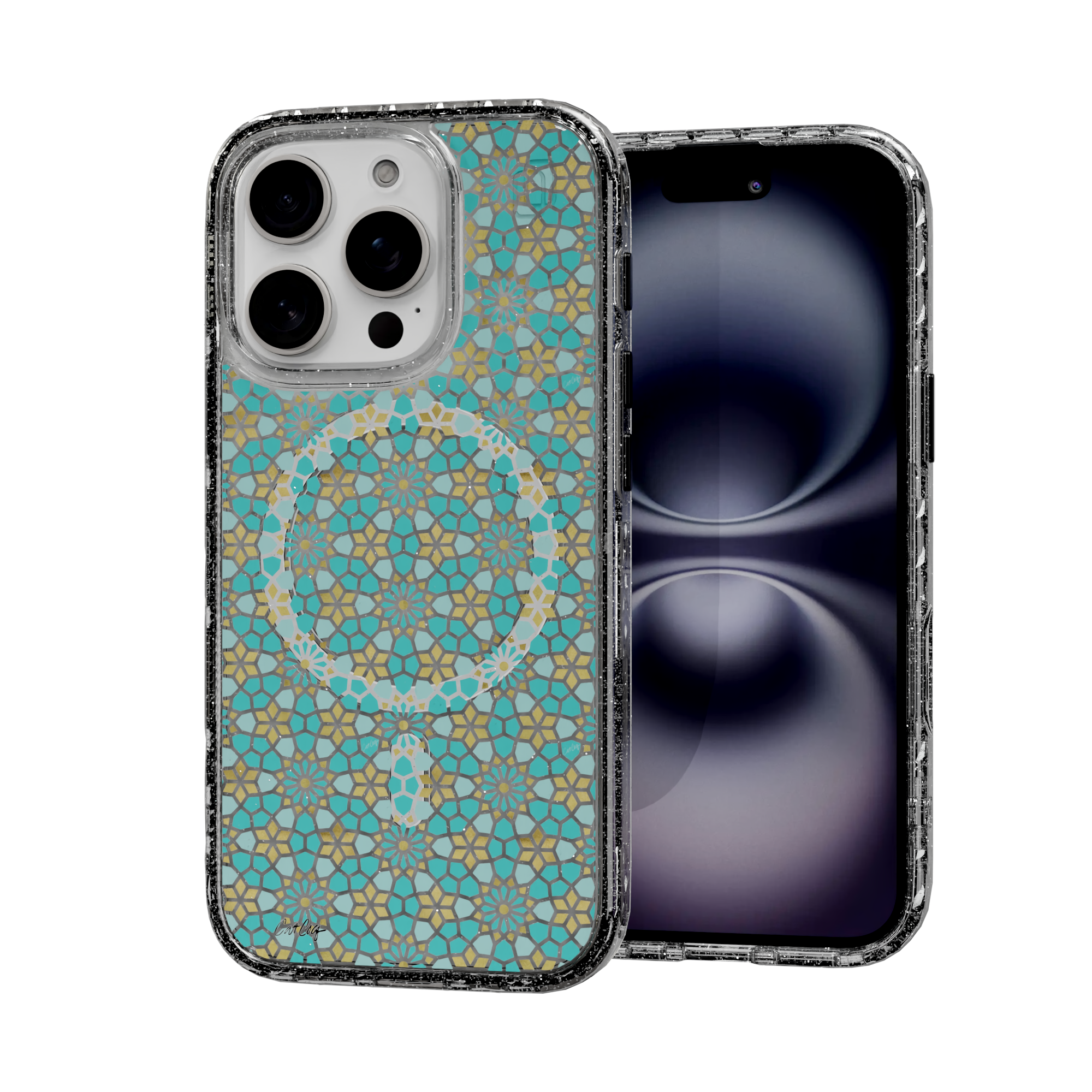 Persian Mint by CatCoq | iPhone 16 Series |  MagSafe® Case iPhone 16 Pro / Crystal Clear Sparkle