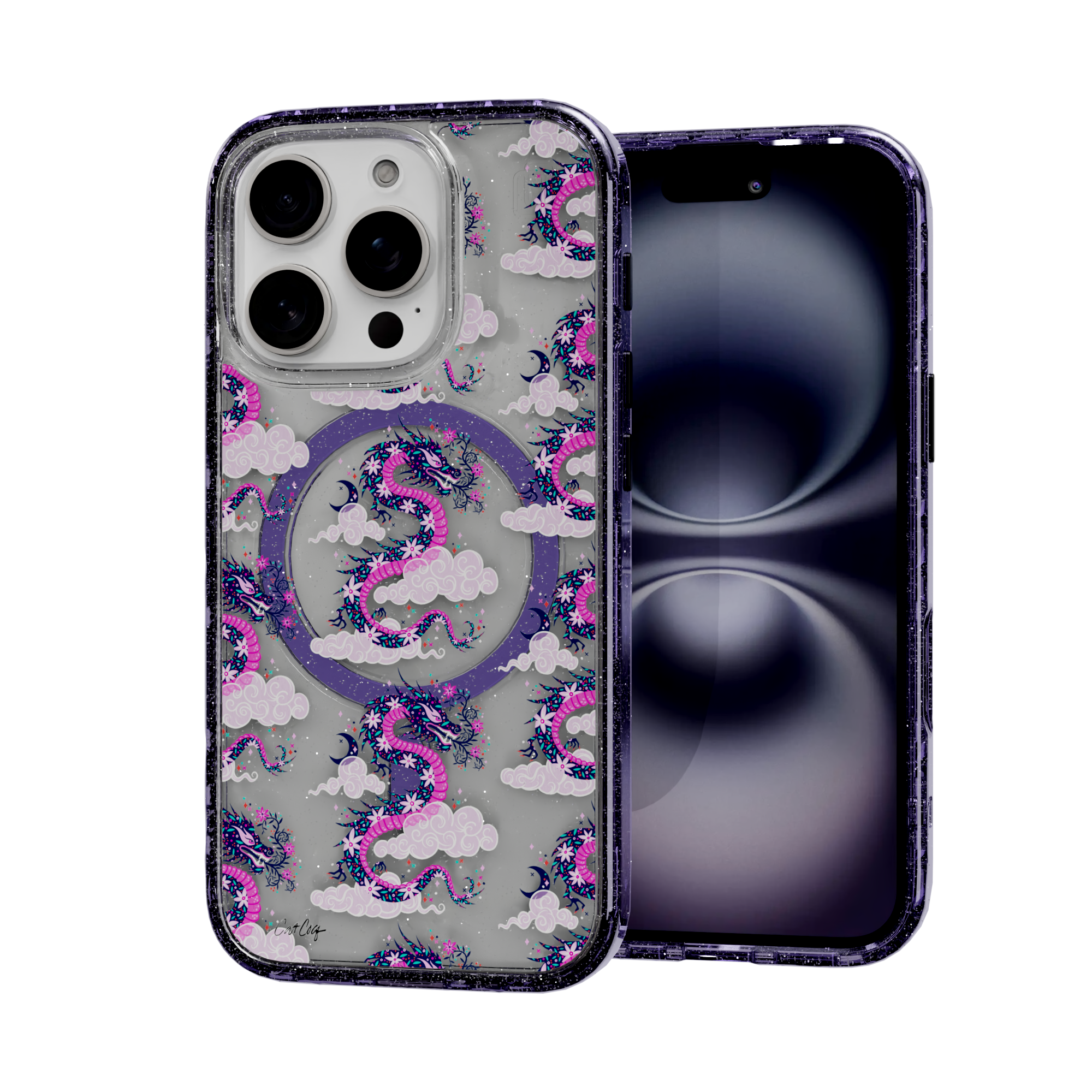 Dream Dragon by CatCoq | iPhone 16 Series | MagSafe® Case iPhone 16 Pro / Lilac Purple Sparkle