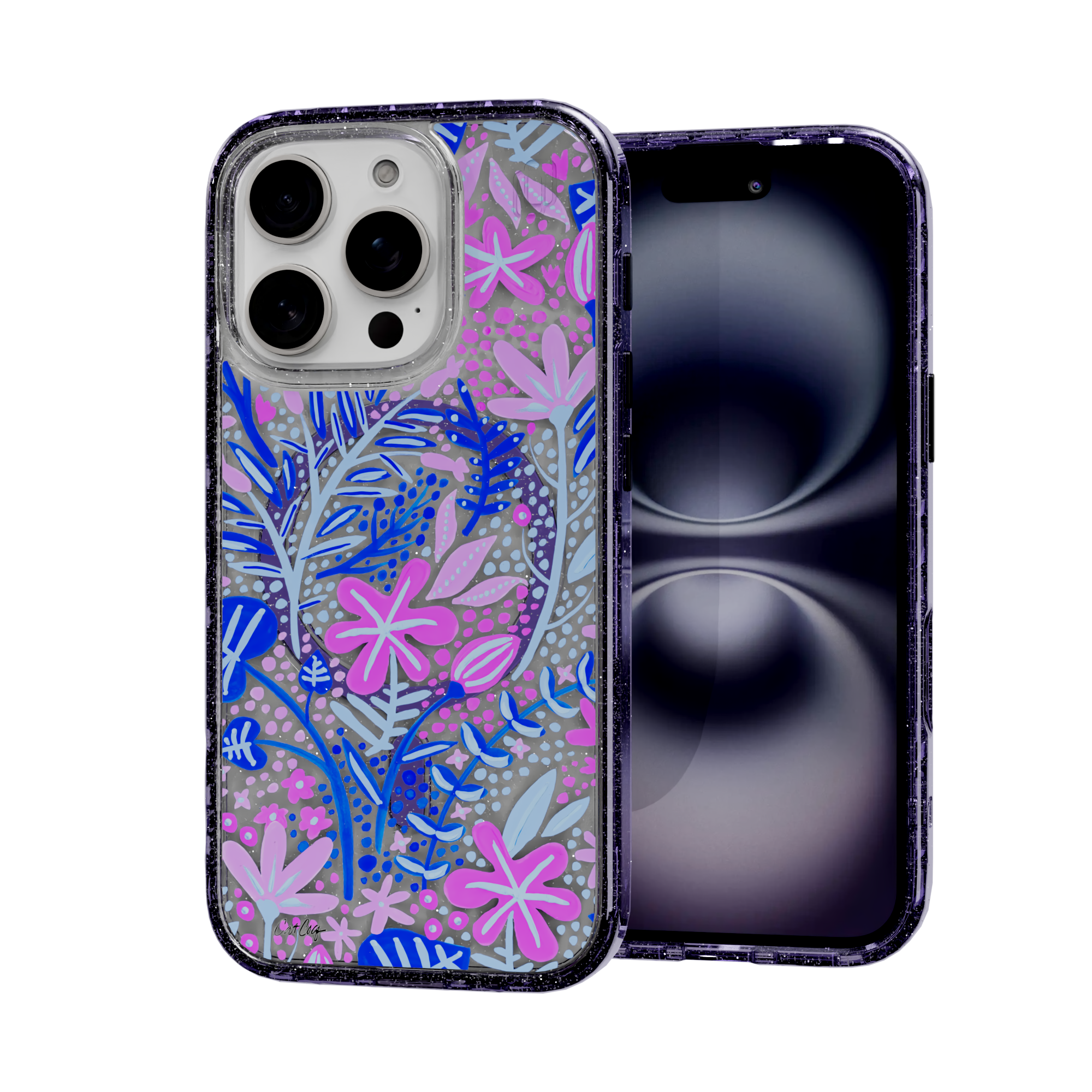 Garden Indigo by CatCoq | iPhone 16 Series |  MagSafe® Case iPhone 16 Pro / Lilac Purple Sparkle