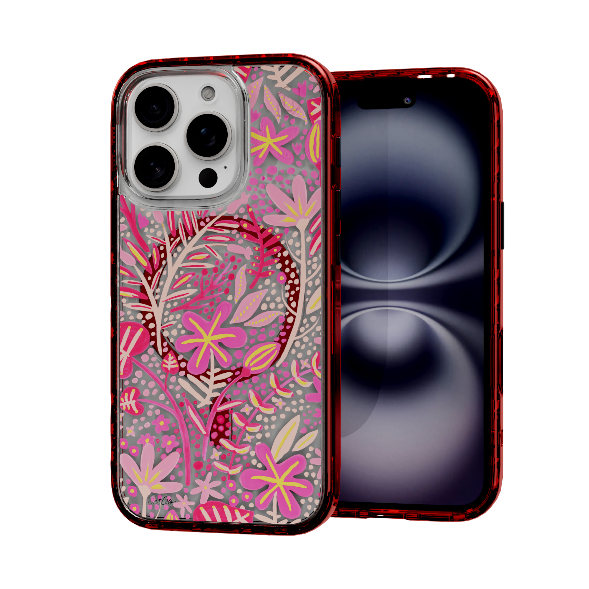 Garden Pink by CatCoq | iPhone 16 Series | MagSafe® Case iPhone 16 Pro / Lava Red