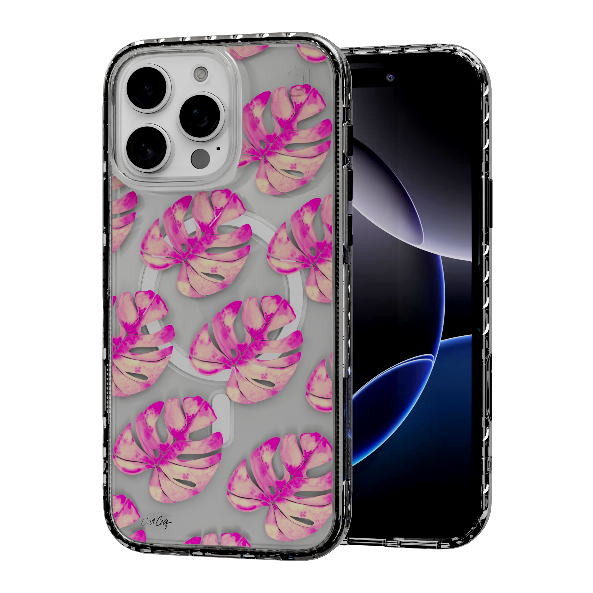 Pink Monstera by CatCoq | iPhone 16 Series | MagSafe® Case iPhone 16 Pro Max / Crystal Clear