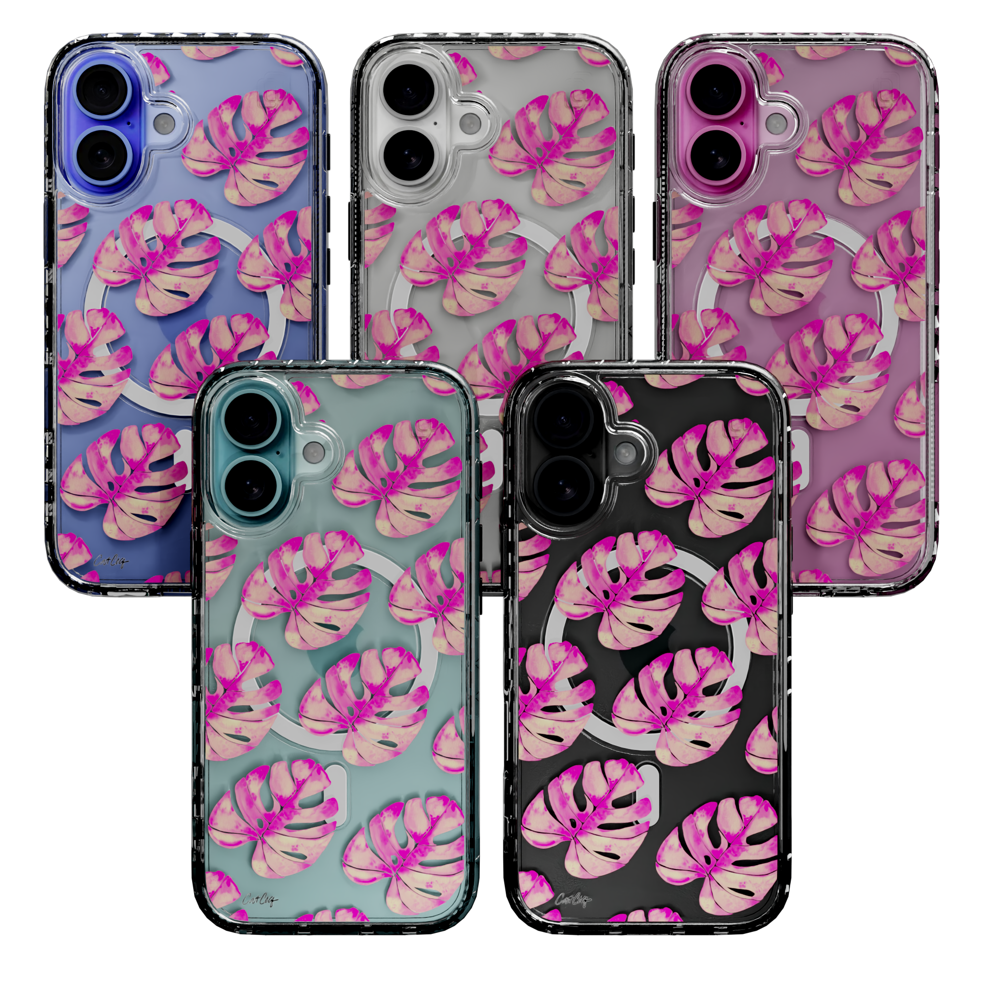 Pink Monstera by CatCoq | iPhone 16 Series | MagSafe® Case iPhone 16 Pro Max / Crystal Clear