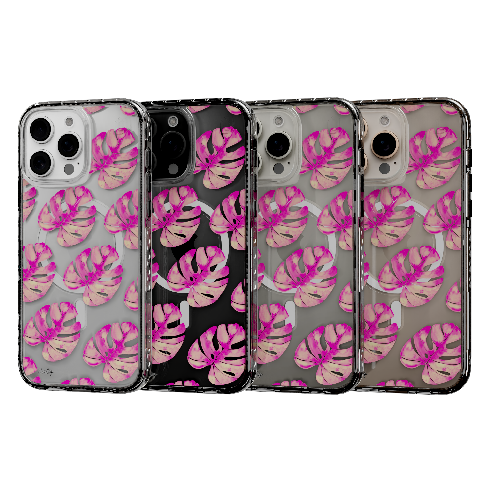 Pink Monstera by CatCoq | iPhone 16 Series | MagSafe® Case iPhone 16 Pro Max / Crystal Clear