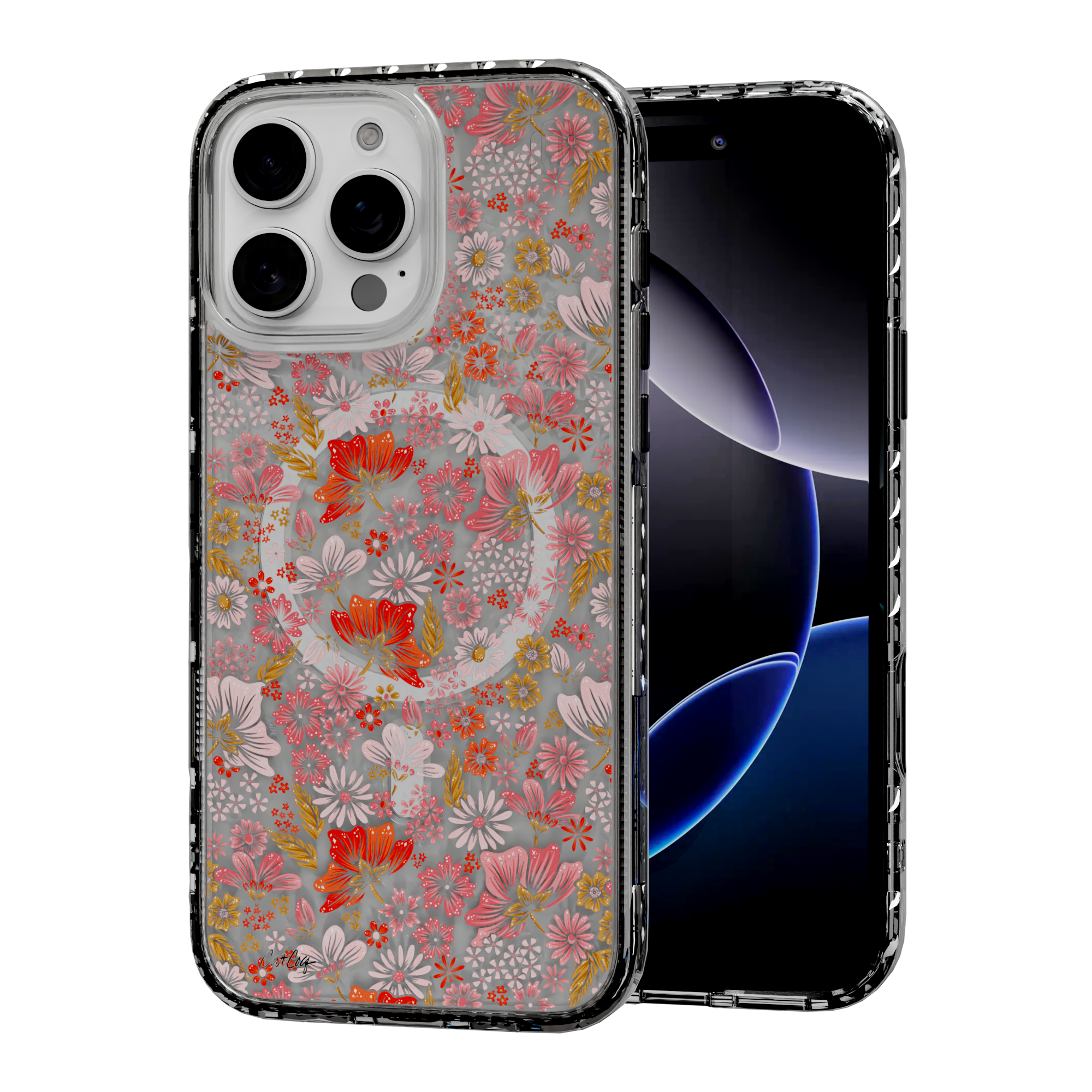 Retro Flower by CatCoq | iPhone 16 Series |  MagSafe® Case iPhone 16 Pro Max / Crystal Clear