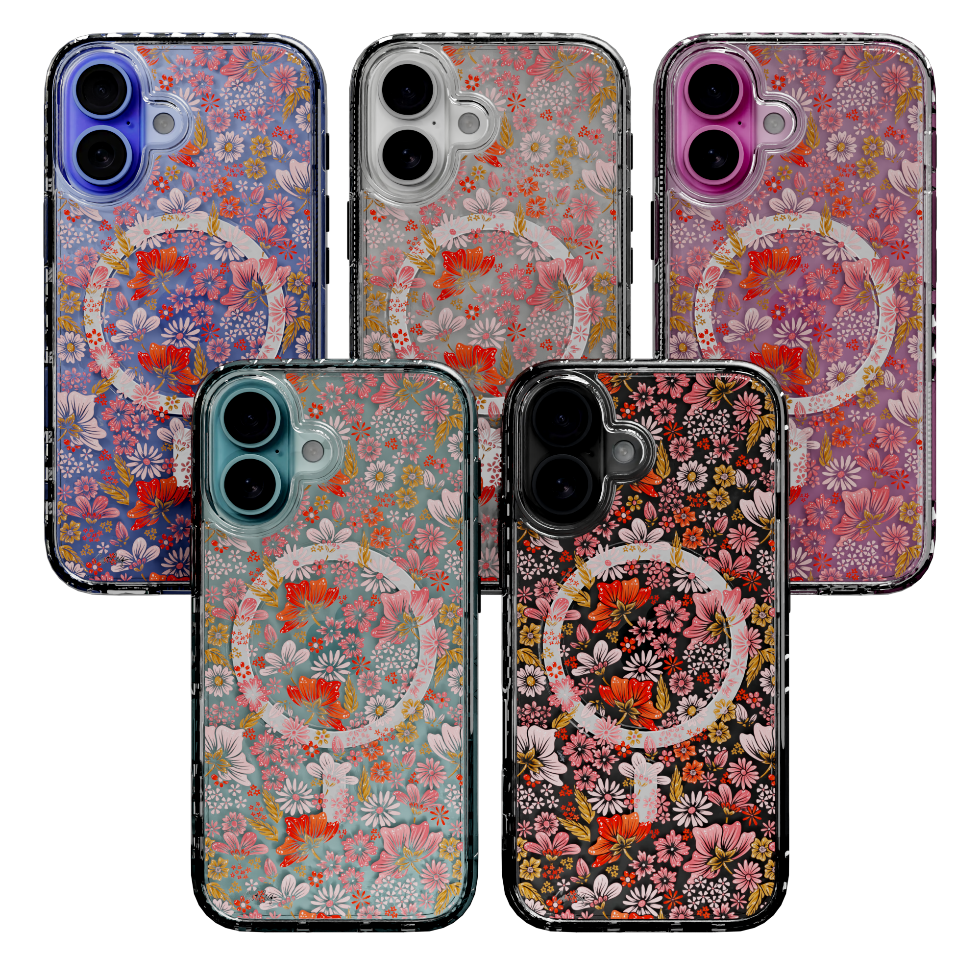 Retro Flower by CatCoq | iPhone 16 Series |  MagSafe® Case iPhone 16 Pro Max / Crystal Clear