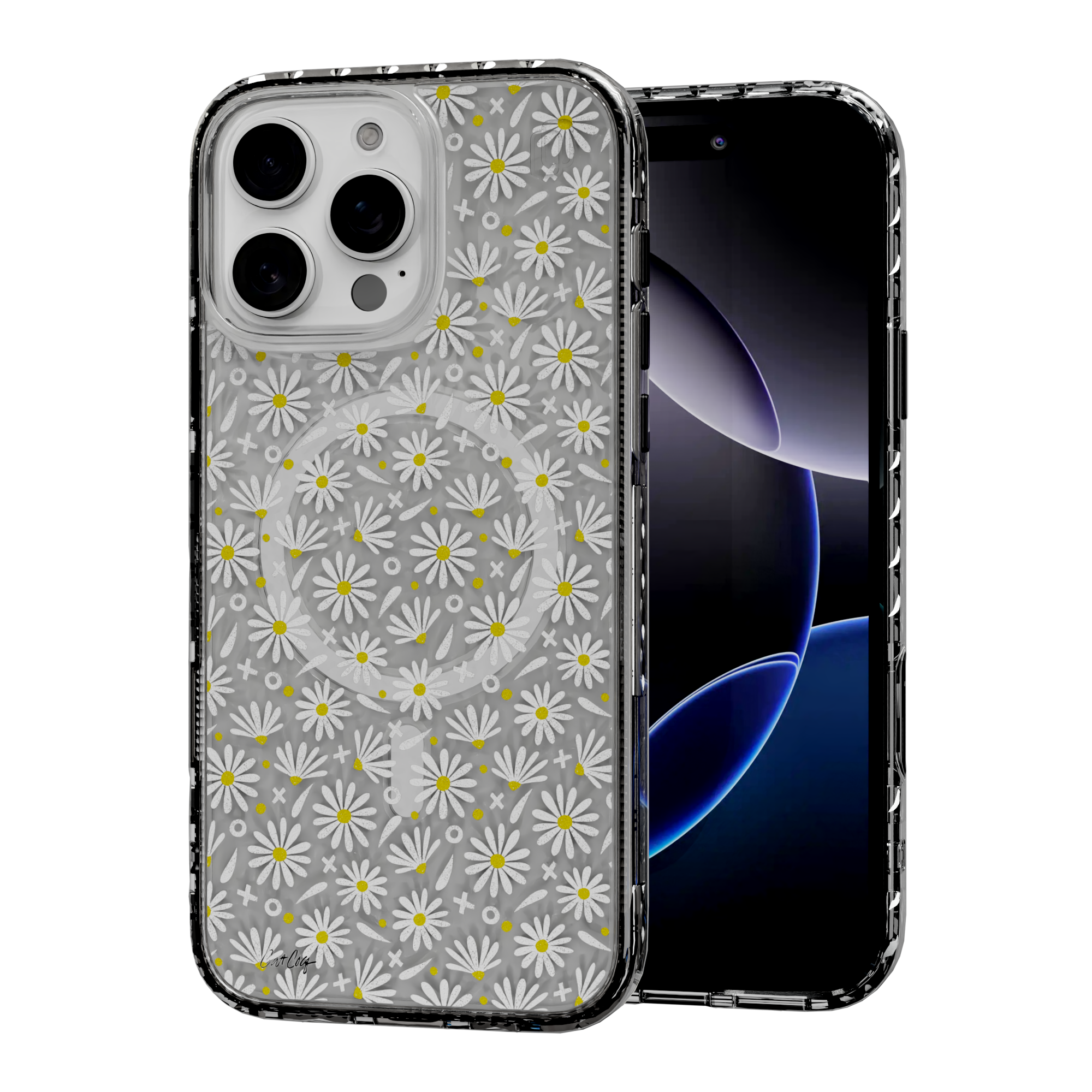 White Daisies by CatCoq | iPhone 16 Series |  MagSafe® Case iPhone 16 Pro Max / Crystal Clear
