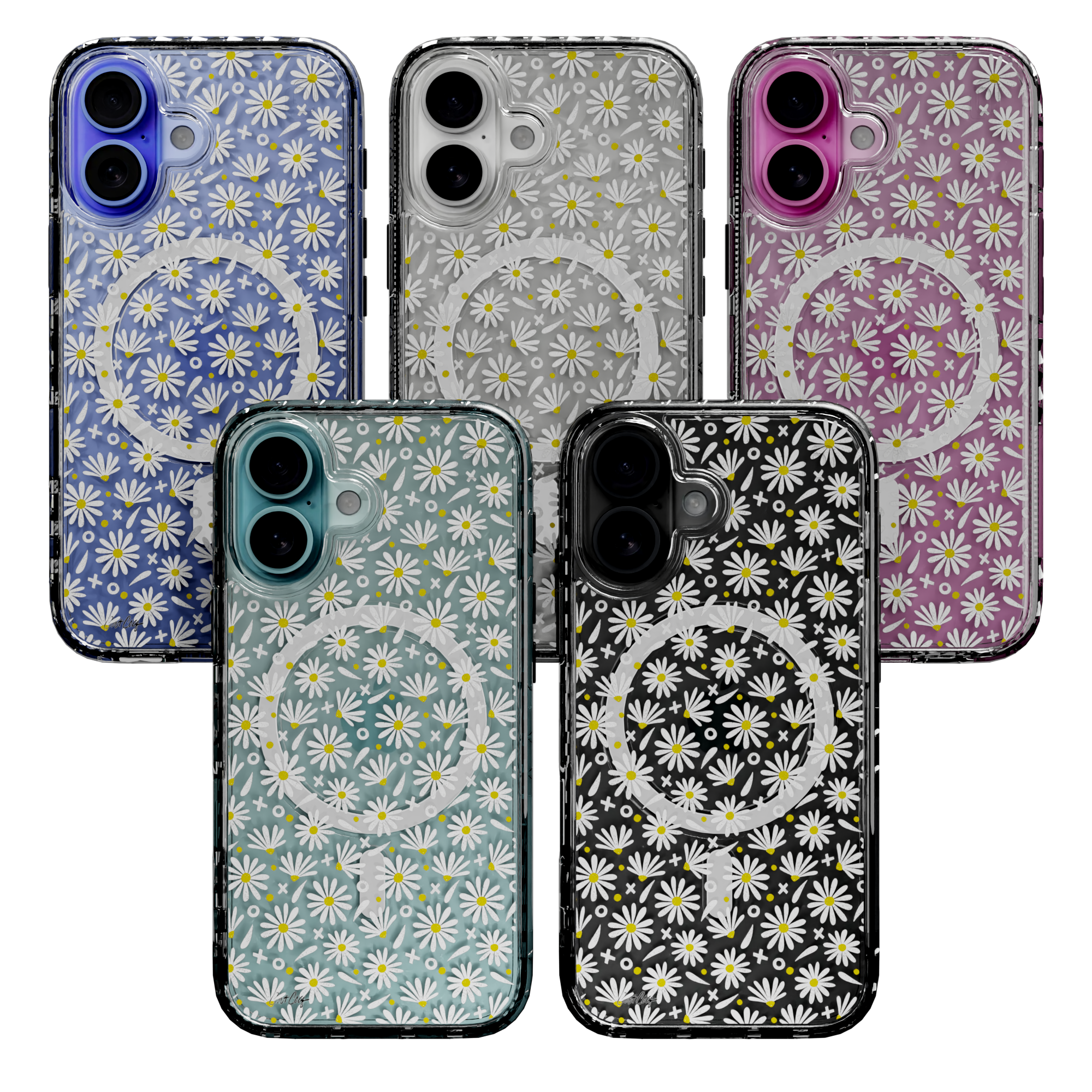 White Daisies by CatCoq | iPhone 16 Series |  MagSafe® Case iPhone 16 Pro Max / Crystal Clear