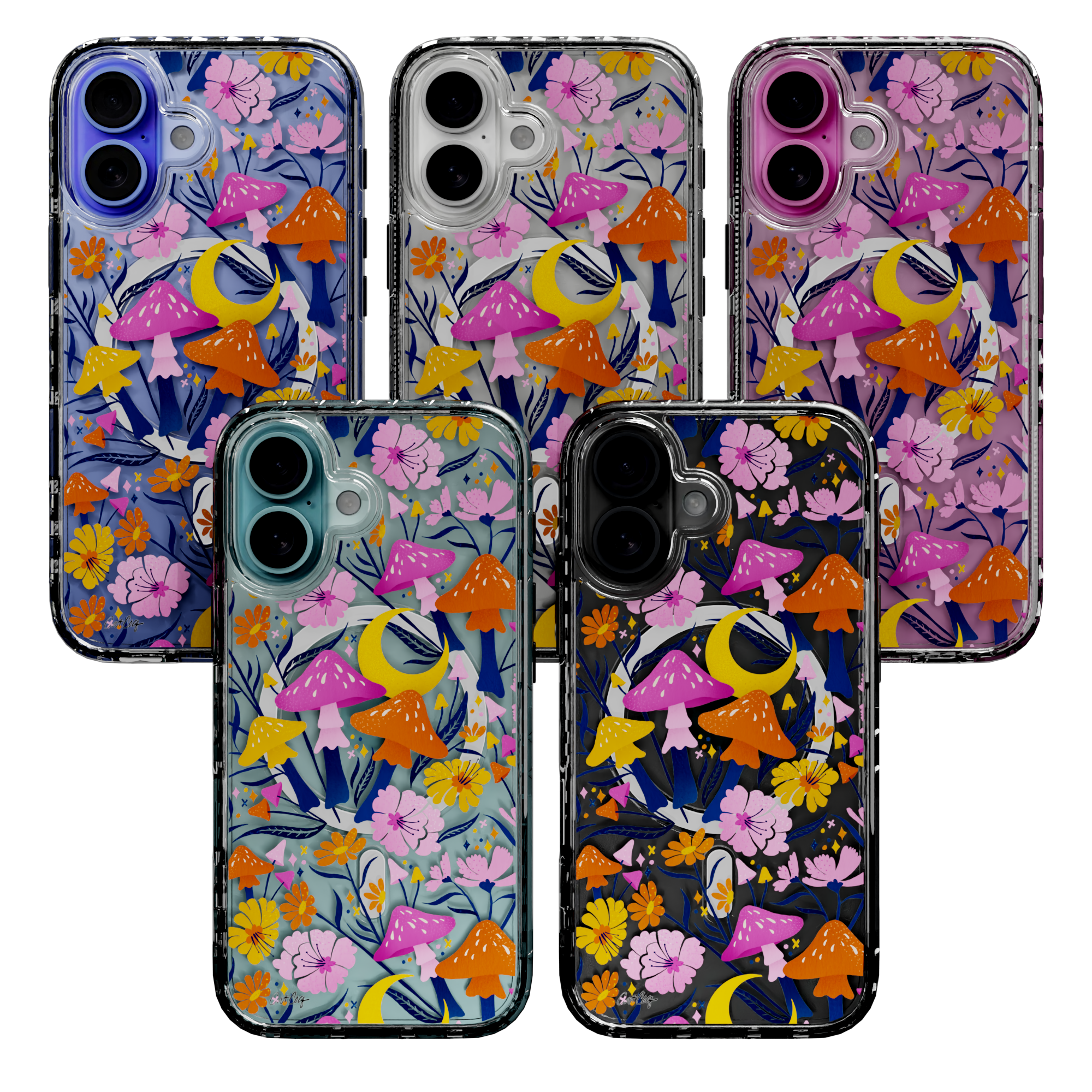 Blooms and Shrooms by CatCoq | iPhone 16 Series | MagSafe® Case iPhone 16 Pro Max / Crystal Clear Sparkle