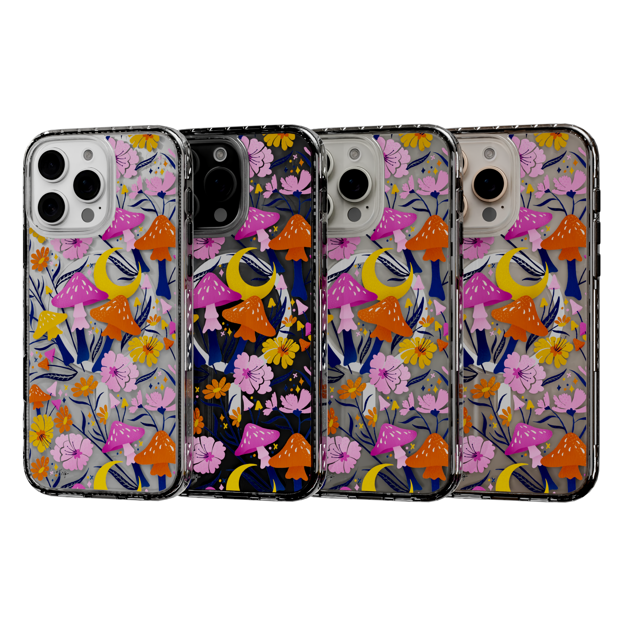 Blooms and Shrooms by CatCoq | iPhone 16 Series | MagSafe® Case iPhone 16 Pro Max / Crystal Clear Sparkle