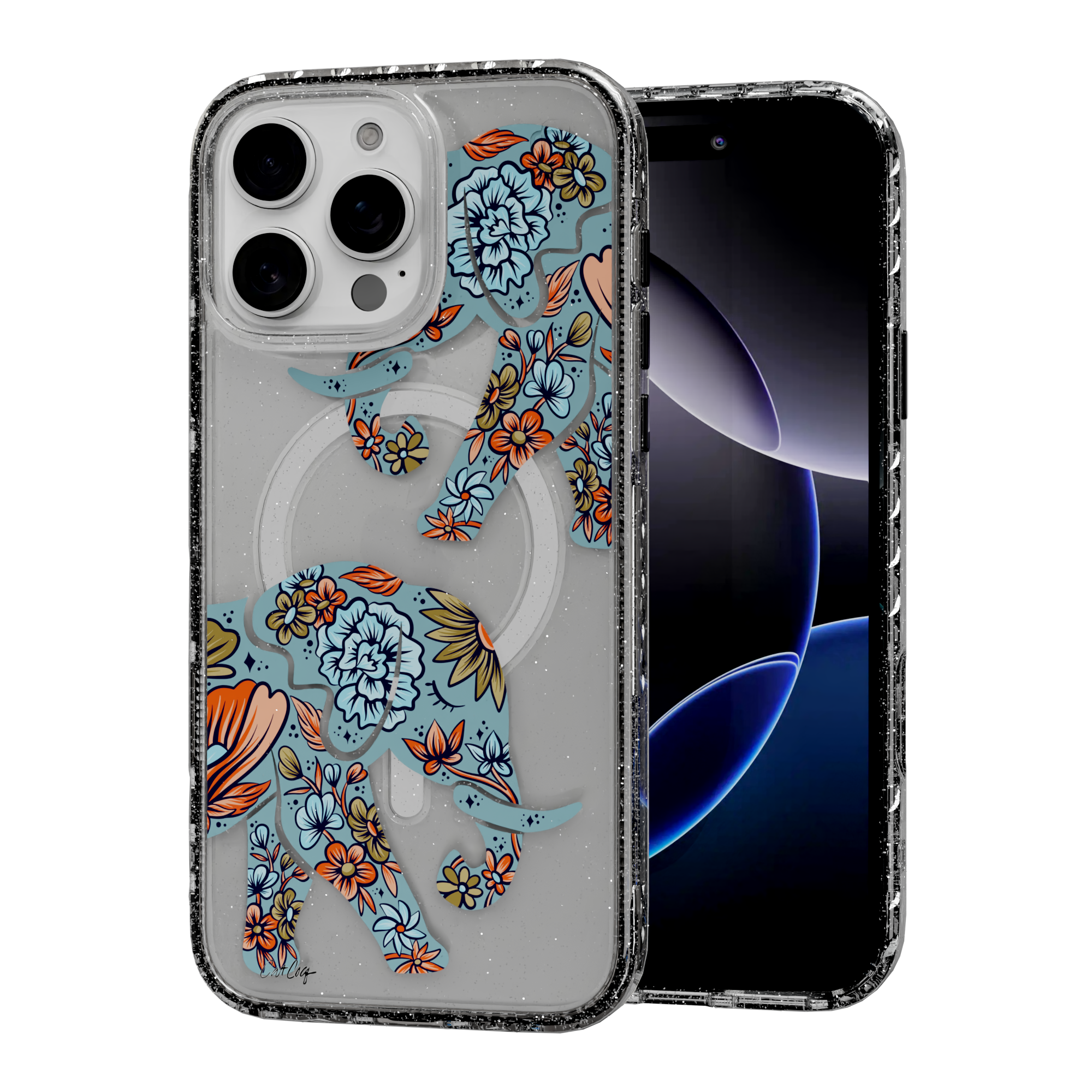Porcelain Elephant by CatCoq | iPhone 16 Series | MagSafe® Case iPhone 16 Pro Max / Crystal Clear Sparkle