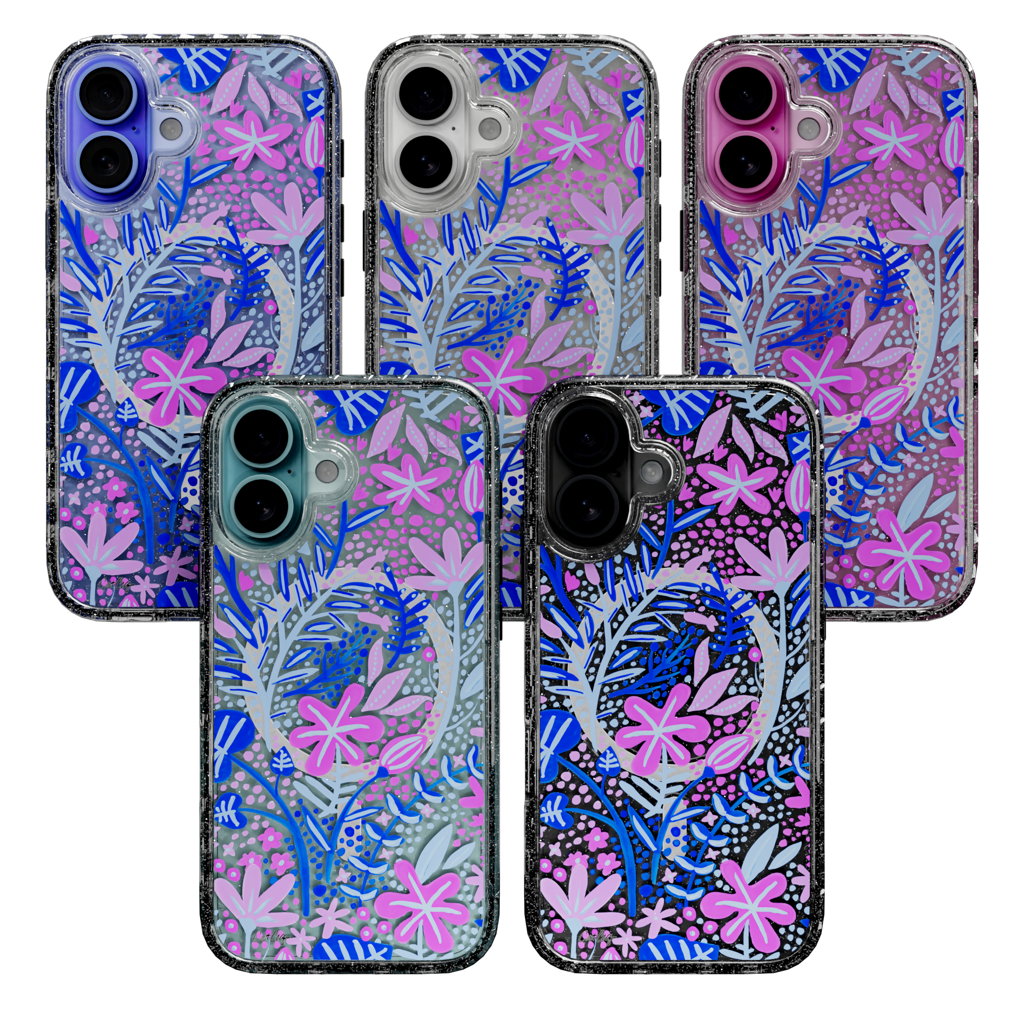 Garden Indigo by CatCoq | iPhone 16 Series |  MagSafe® Case iPhone 16 Pro Max / Crystal Clear Sparkle