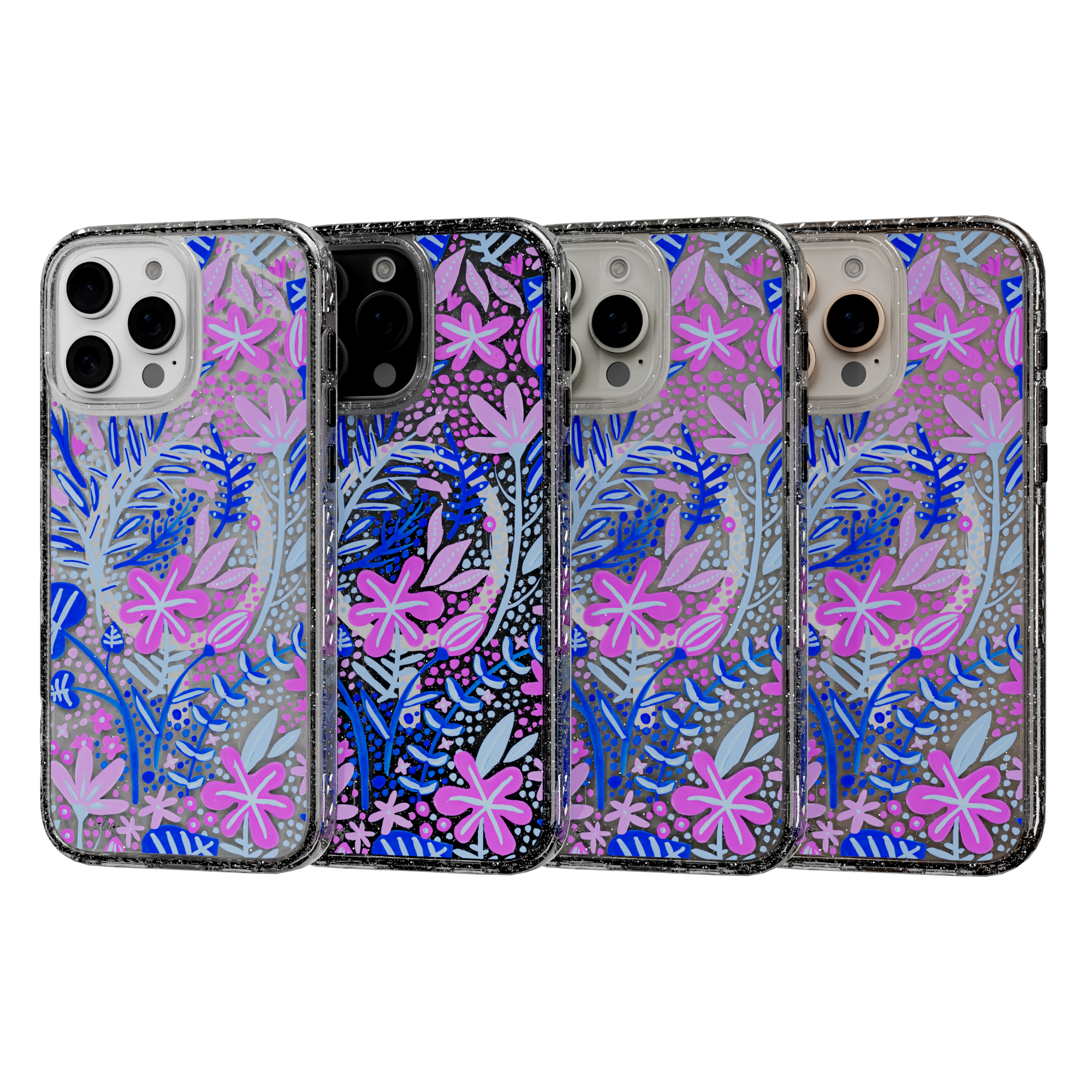 Garden Indigo by CatCoq | iPhone 16 Series |  MagSafe® Case iPhone 16 Pro Max / Crystal Clear Sparkle