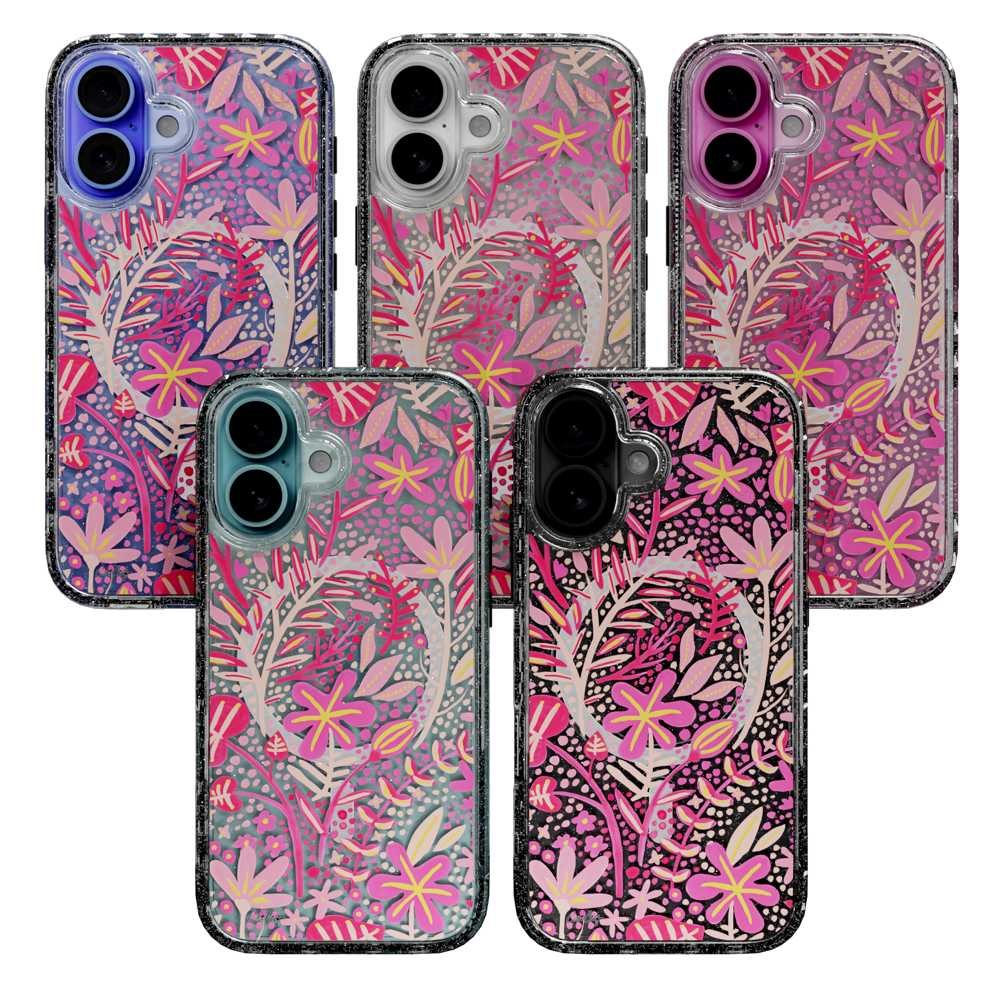 Garden Pink by CatCoq | iPhone 16 Series | MagSafe® Case iPhone 16 Pro Max / Crystal Clear Sparkle