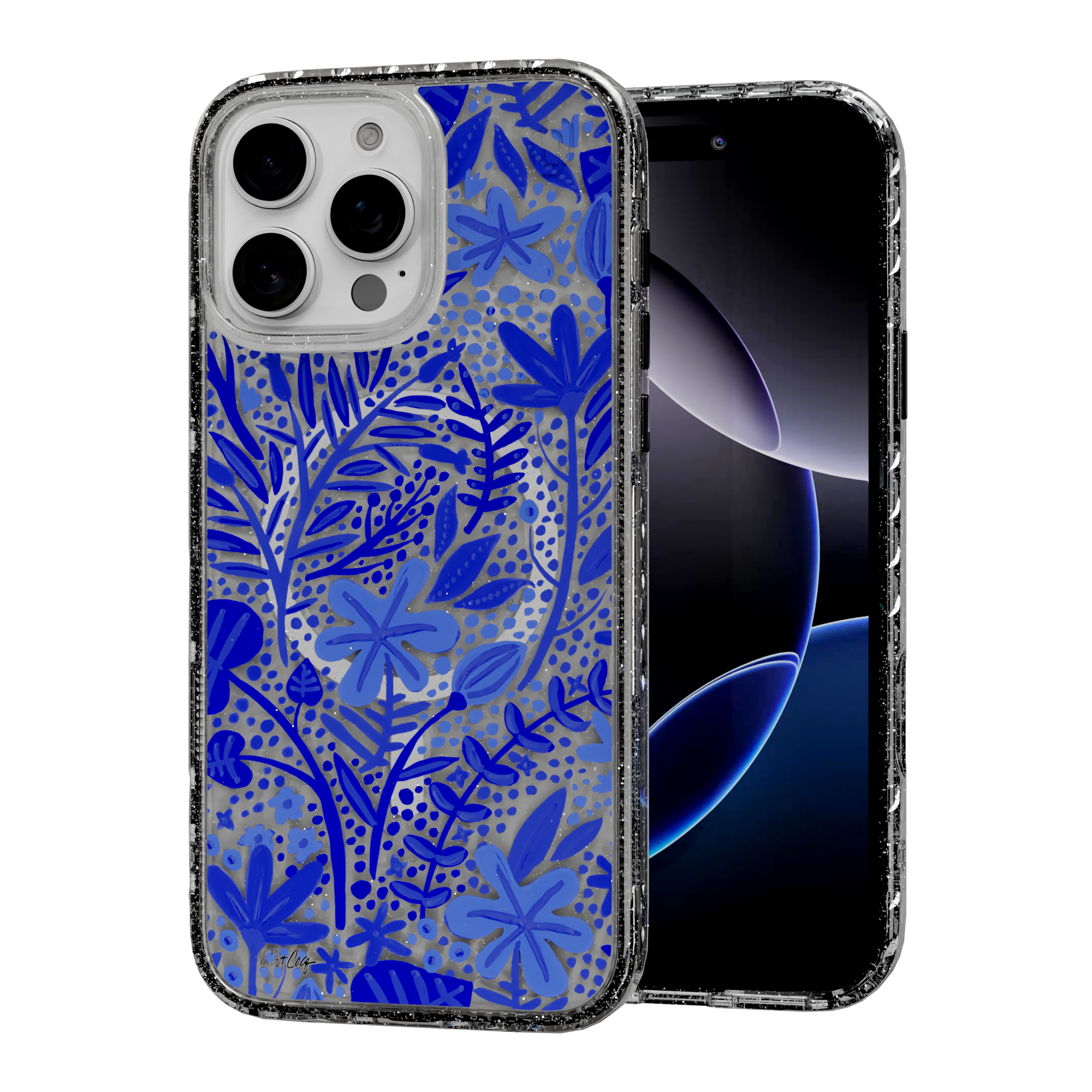 Garden Navy by CatCoq | iPhone 16 Series | MagSafe® Case iPhone 16 Pro Max / Crystal Clear Sparkle