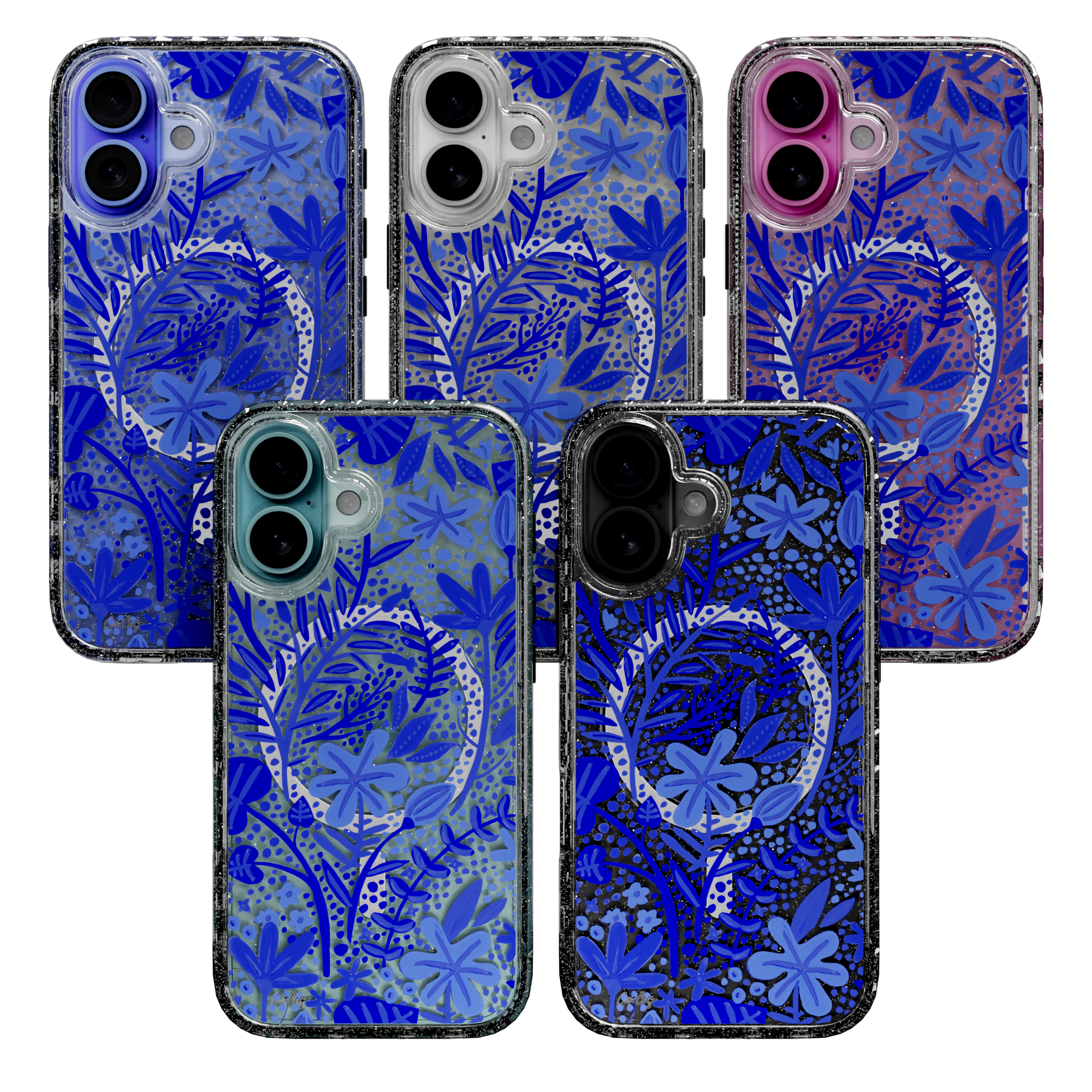 Garden Navy by CatCoq | iPhone 16 Series | MagSafe® Case iPhone 16 Pro Max / Crystal Clear Sparkle