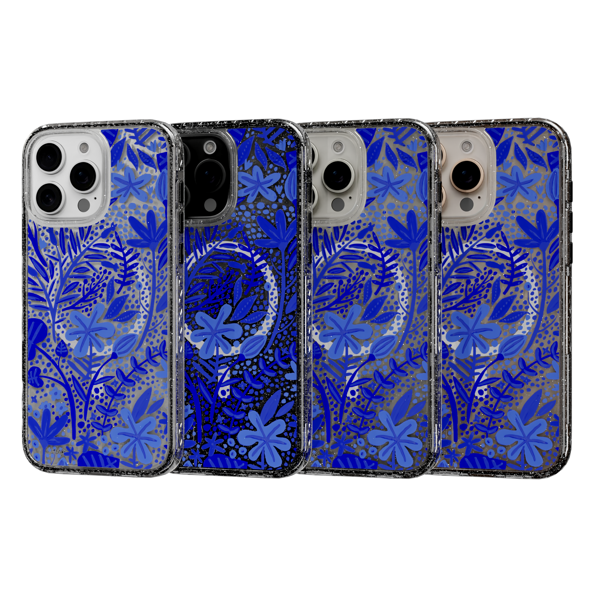 Garden Navy by CatCoq | iPhone 16 Series | MagSafe® Case iPhone 16 Pro Max / Crystal Clear Sparkle