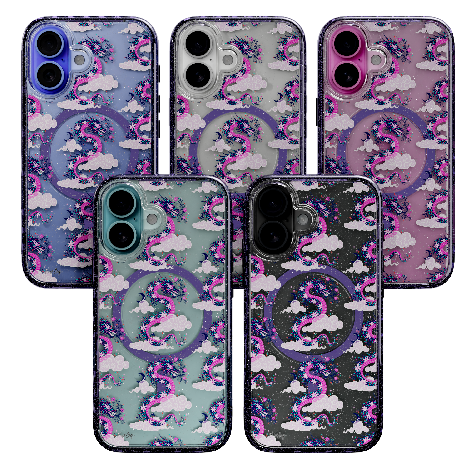 Dream Dragon by CatCoq | iPhone 16 Series | MagSafe® Case iPhone 16 Pro Max / Lilac Purple Sparkle